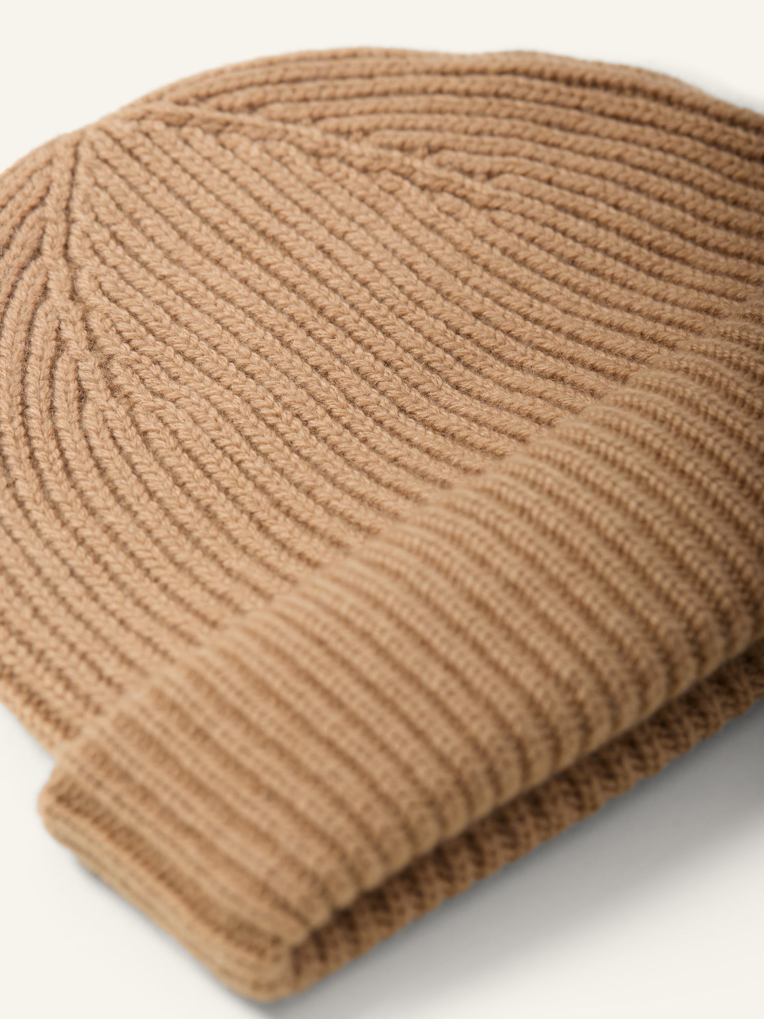 Ribbed Cashmere Hat Camel