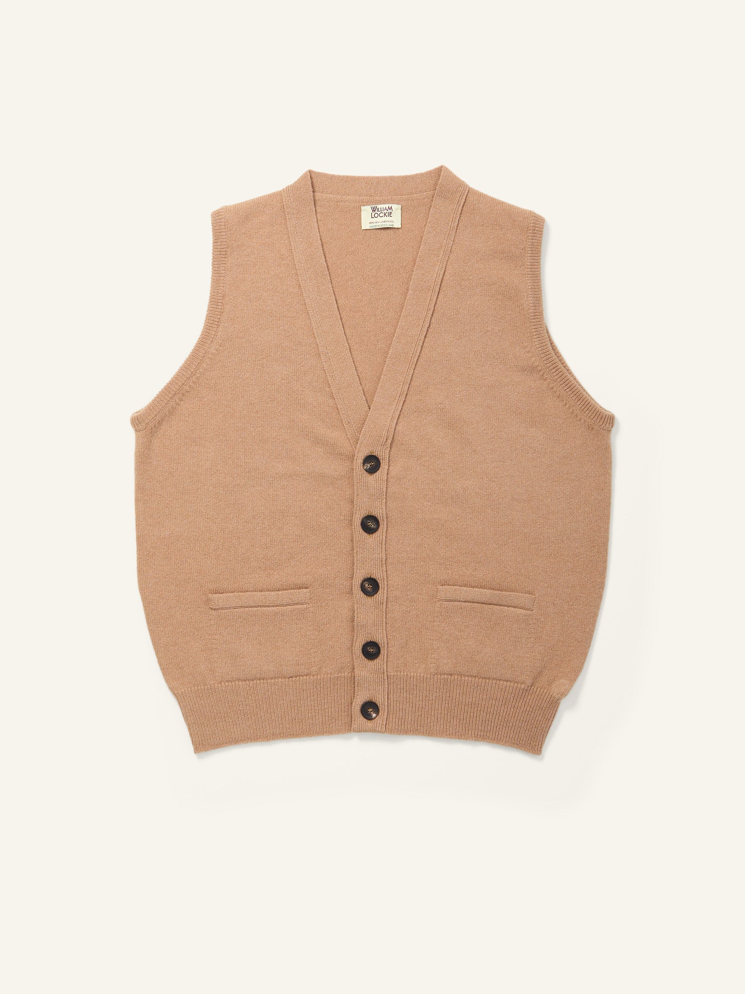 Lambswool Sleeveless Cardigan Camel