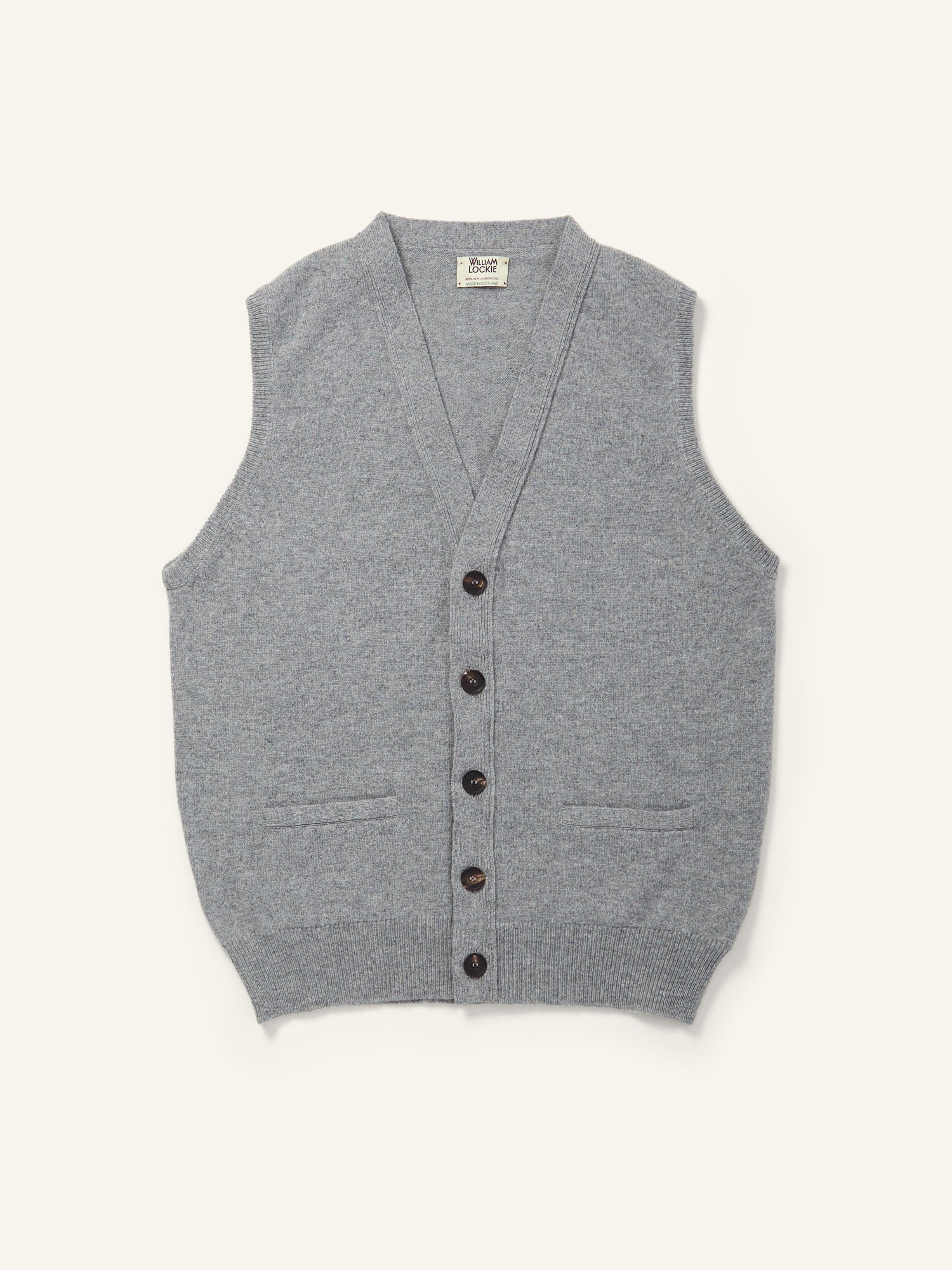 Lambswool Sleeveless Cardigan Flannel