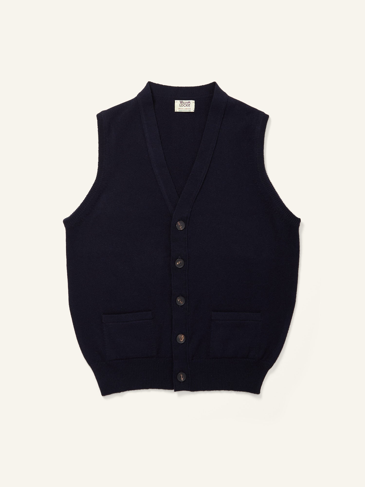 Lambswool Sleeveless Cardigan Navy
