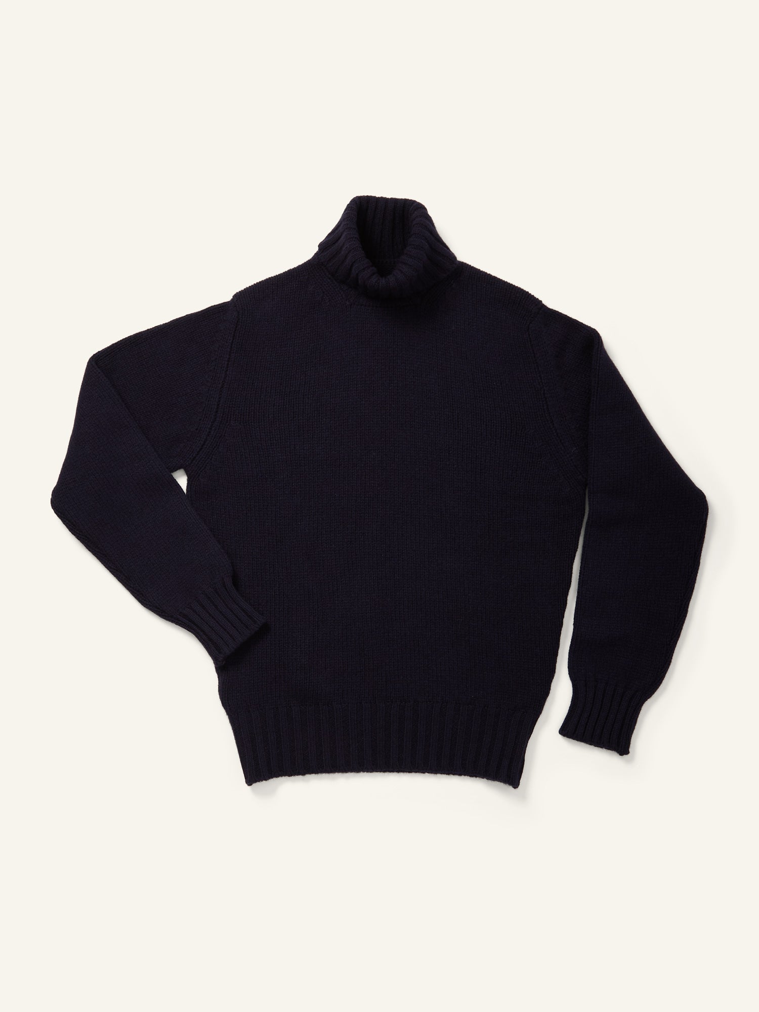 4-Ply Lambswool Submariner Roll Neck Navy