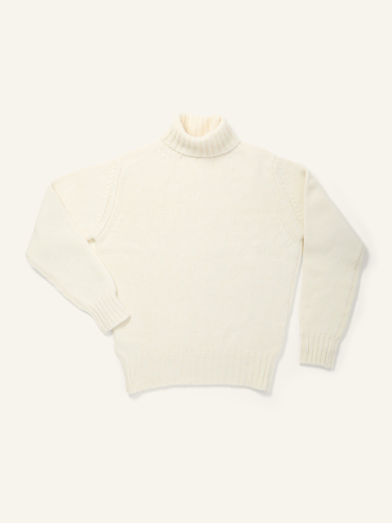 4-Ply Lambswool Submariner Roll Neck Ecru