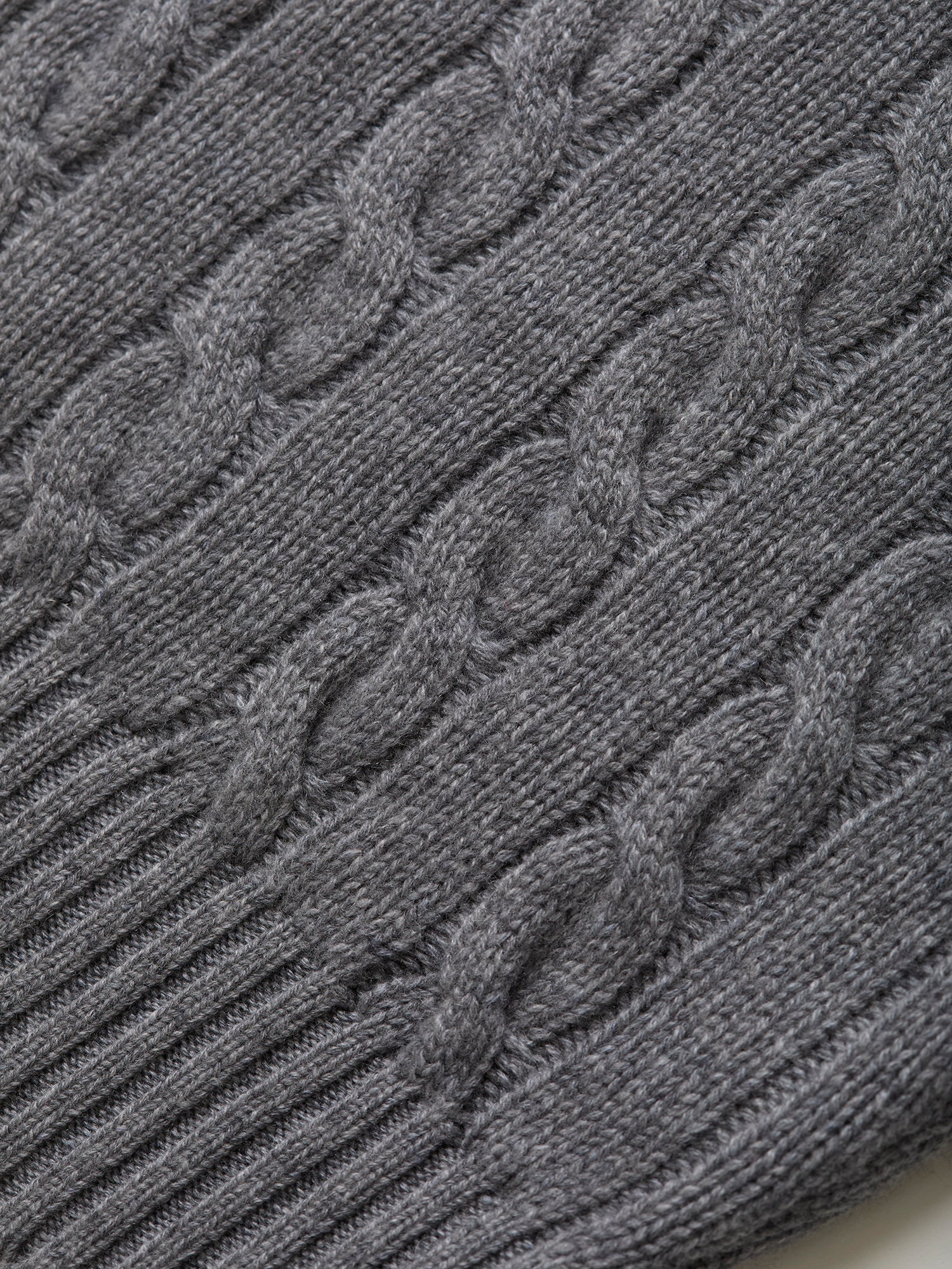 Cashmere 4-ply Crew Cable Jumper Flannel