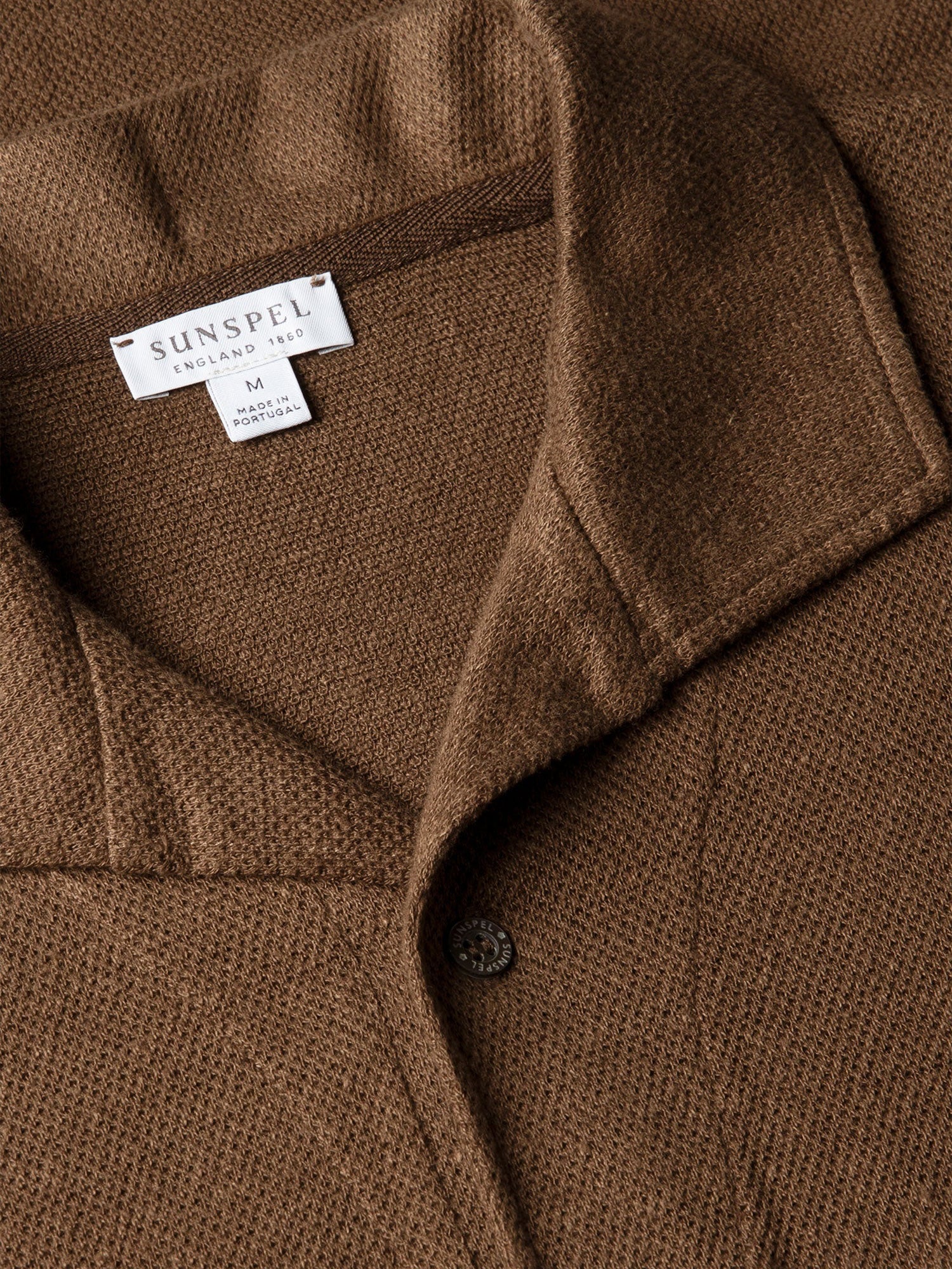 Linen Pique Polo Shirt Dark Walnut