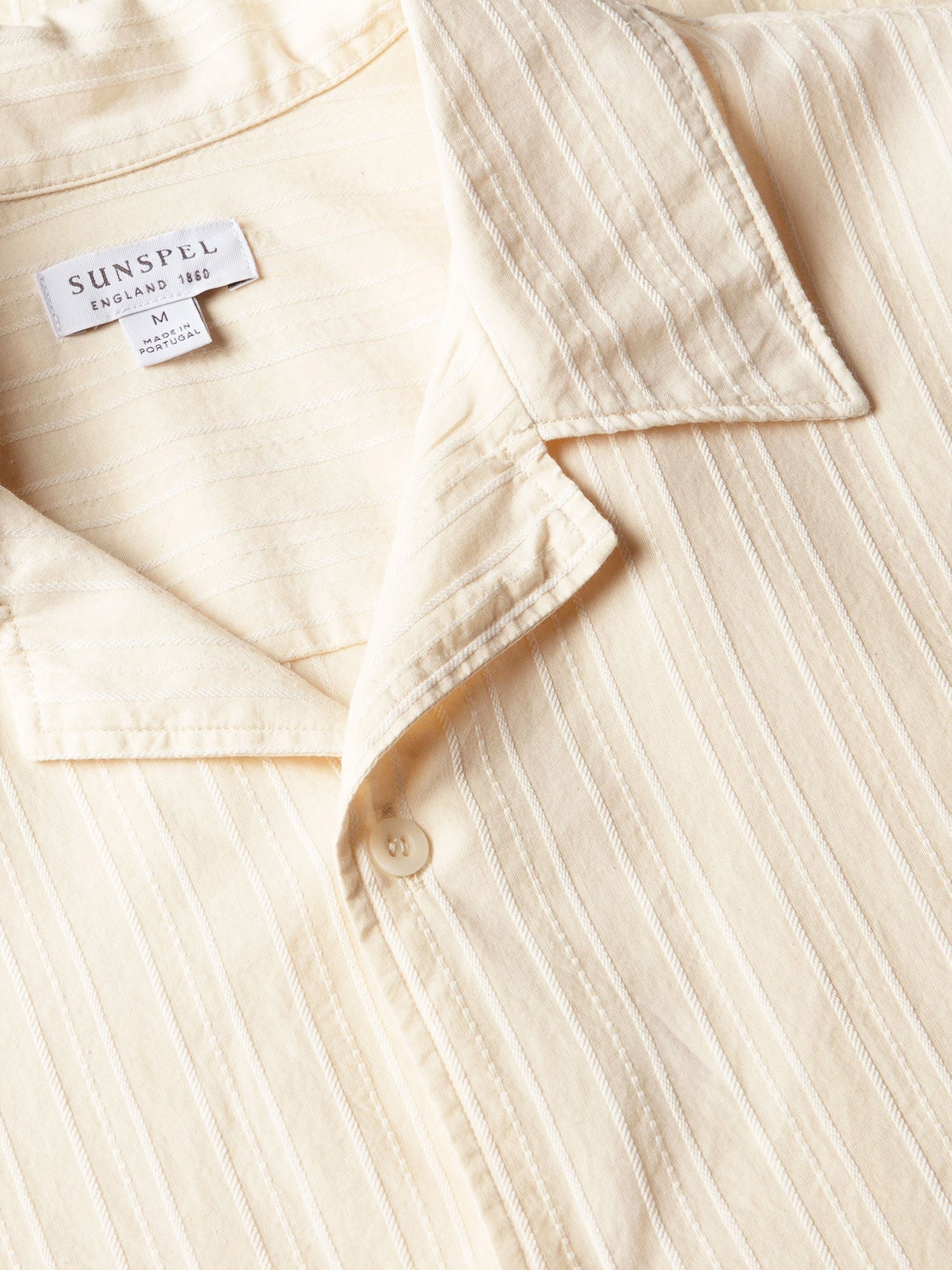 Dobby Stripe Camp Collar Shirt Ecru