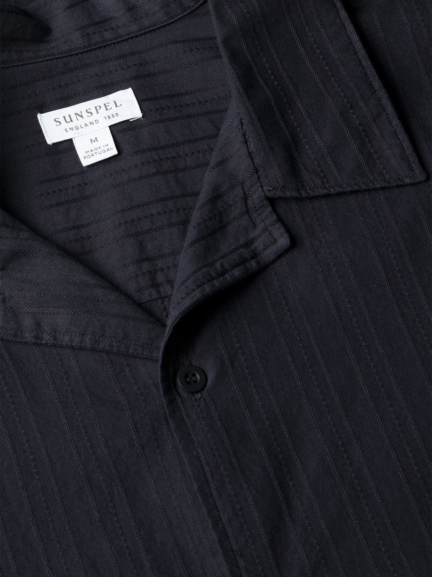 Dobby Stripe Camp Collar Shirt Navy