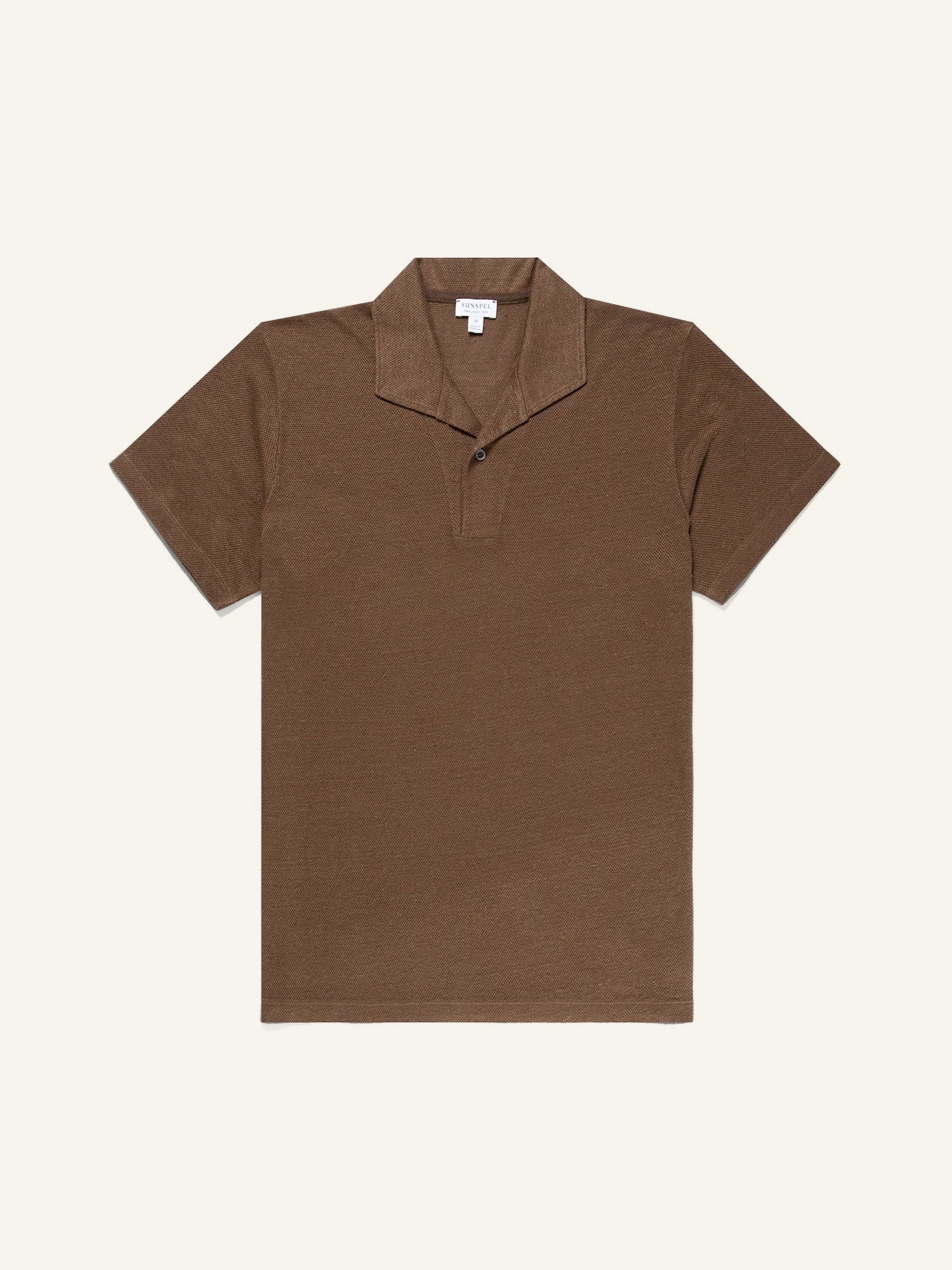 Linen Pique Polo Shirt Dark Walnut