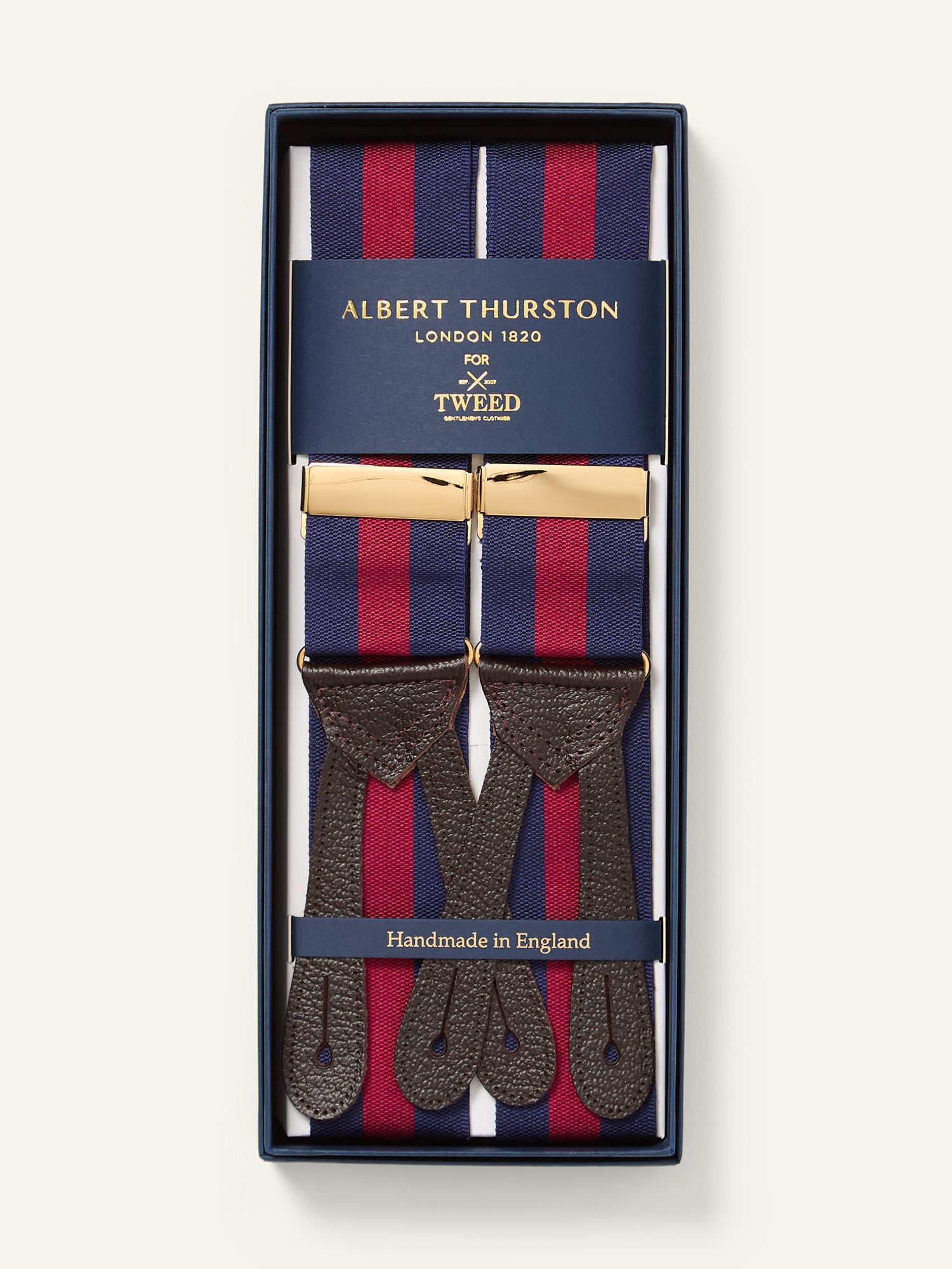 Barathea Braces Navy Red Striped