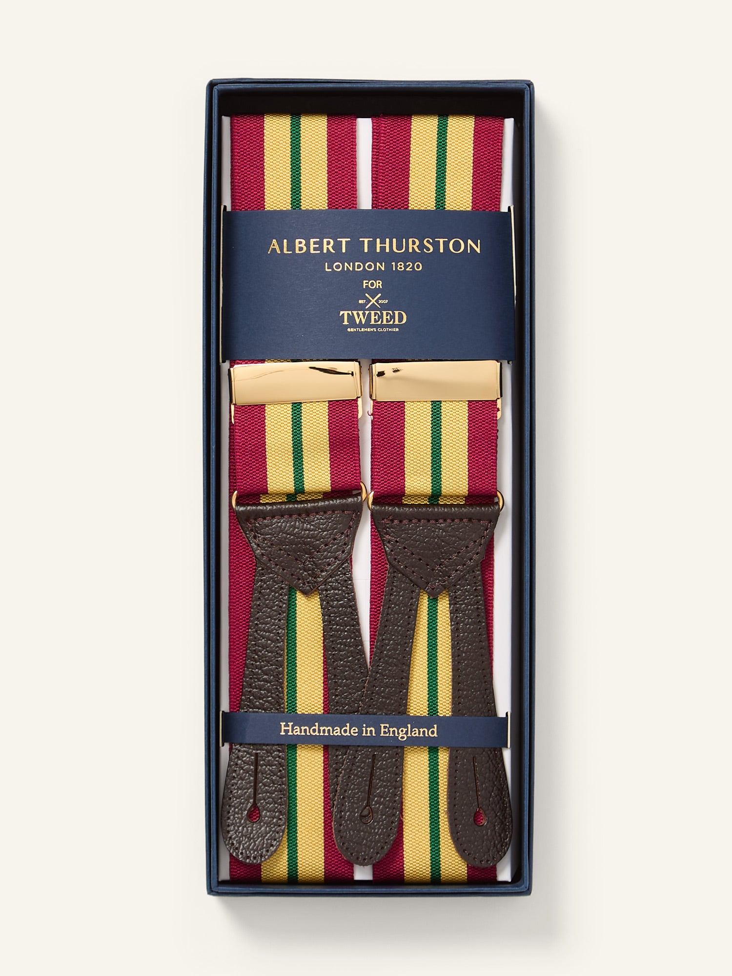 Stripe Barathea Braces Red/Yellow/Green