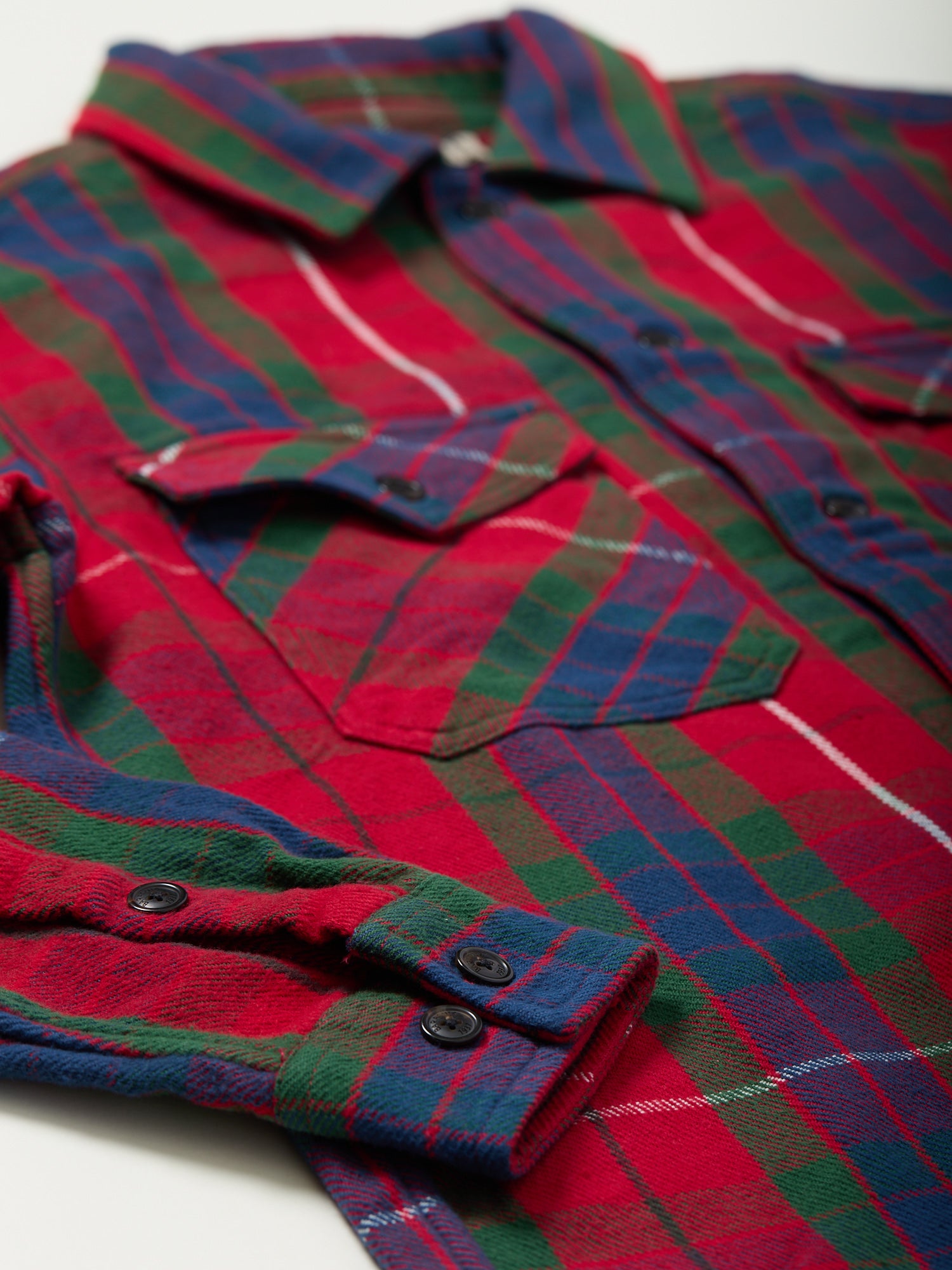 Brushed Flannel Overshirt Hunting Tartan Red