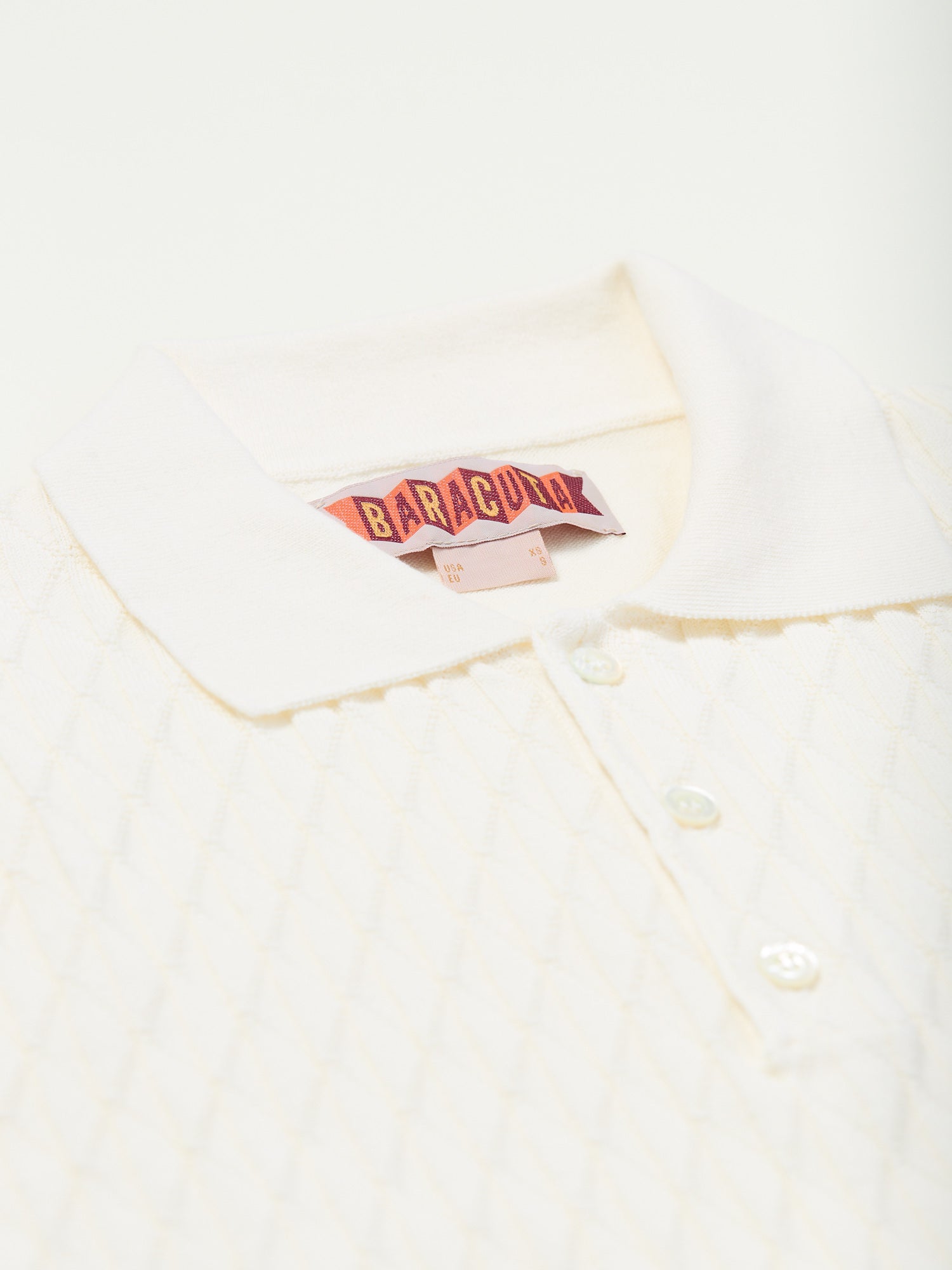 Diamond Knit Polo Shirt Off White