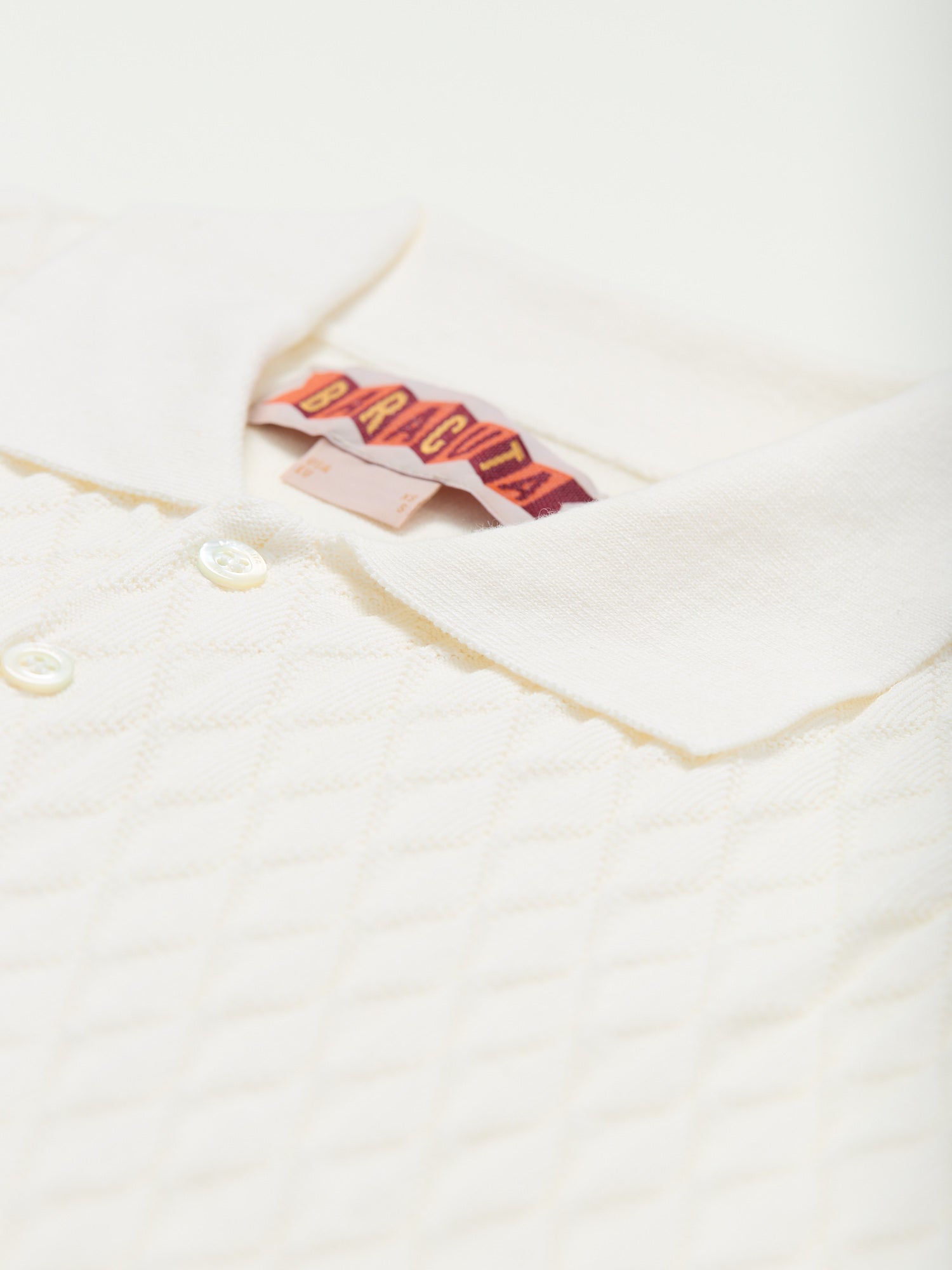 Diamond Knit Polo Shirt Off White