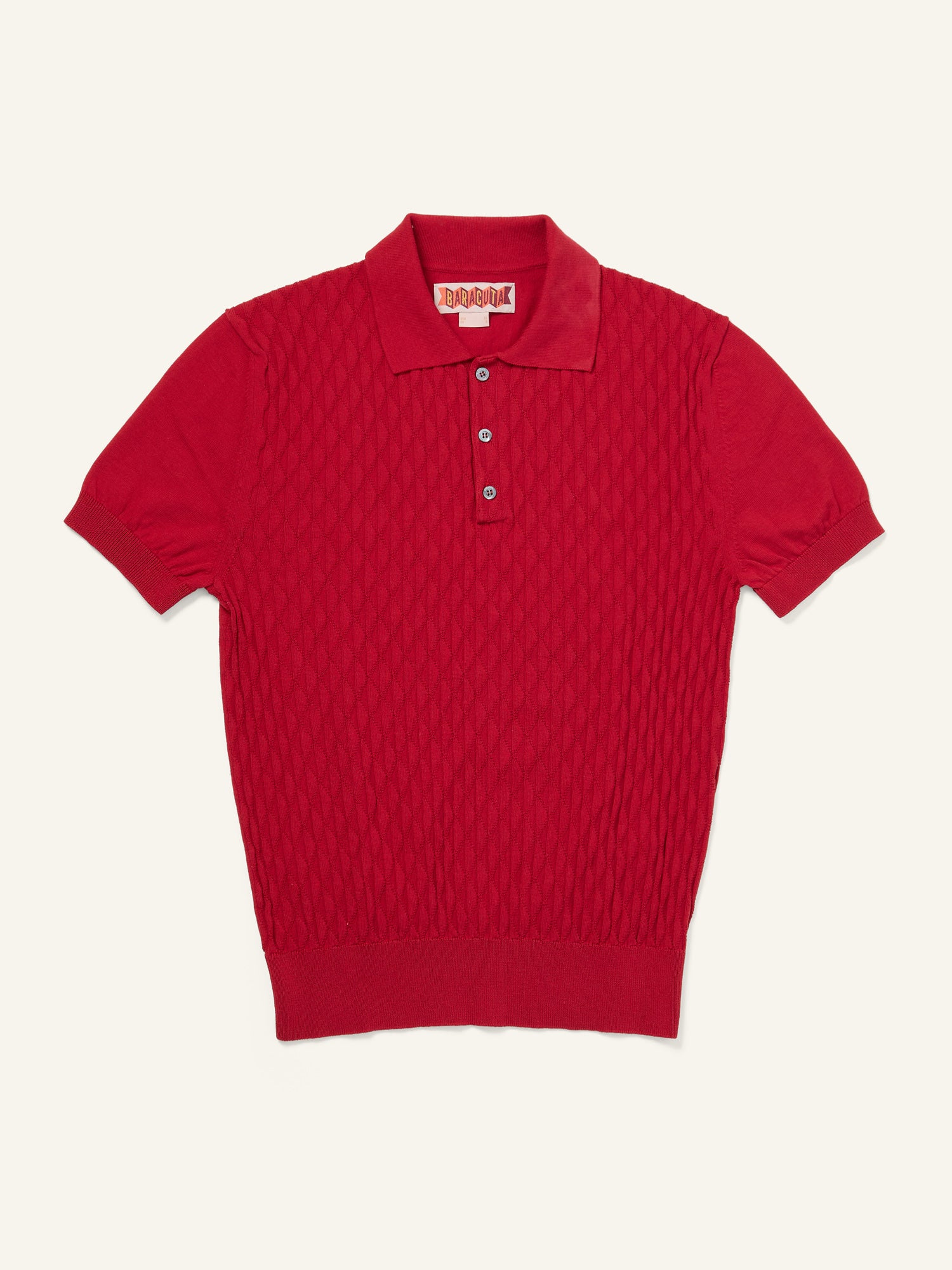 Baracuta Cotton Diamond Knit Polo Shirt Oxblood