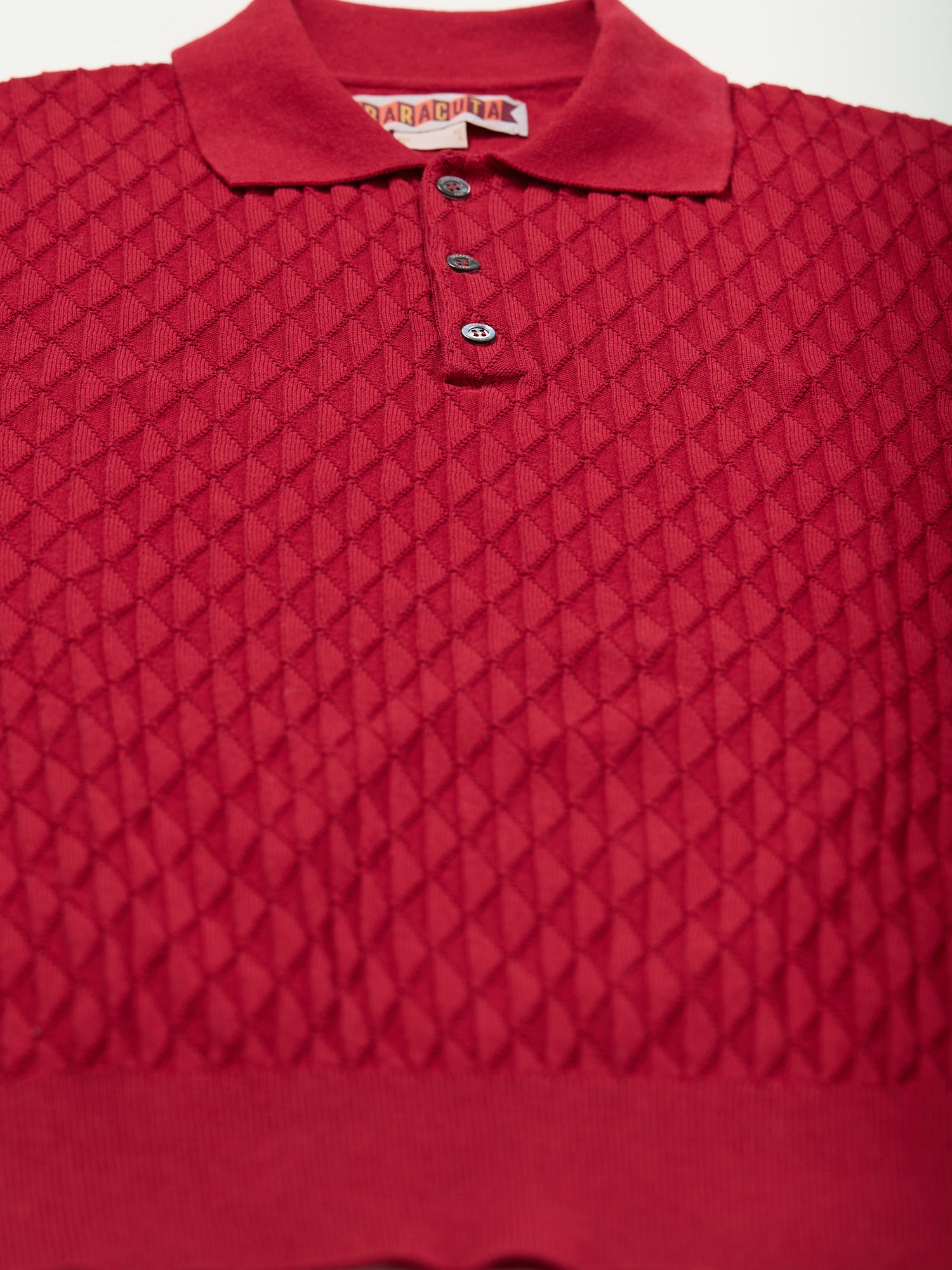 Diamond Knit Polo Shirt Oxblood