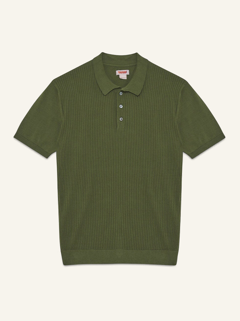 Waffle Knit Cotton Polo Shirt Nato Green