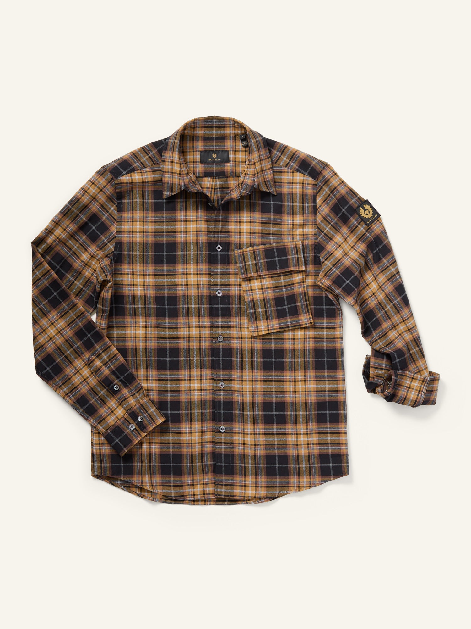 Scale Cotton Shirt Black/Yellow Plaid