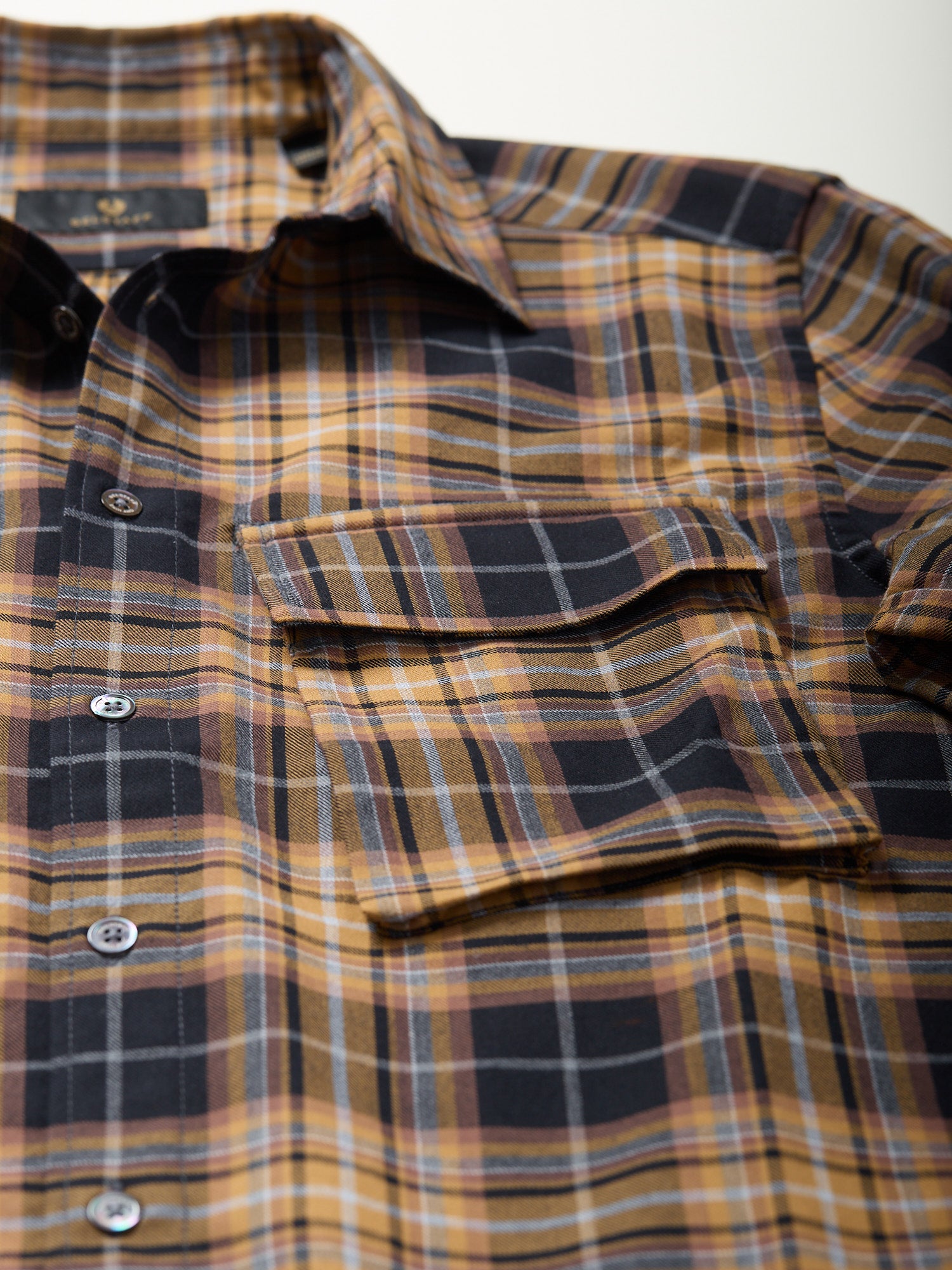 Scale Cotton Shirt Black/Yellow Plaid