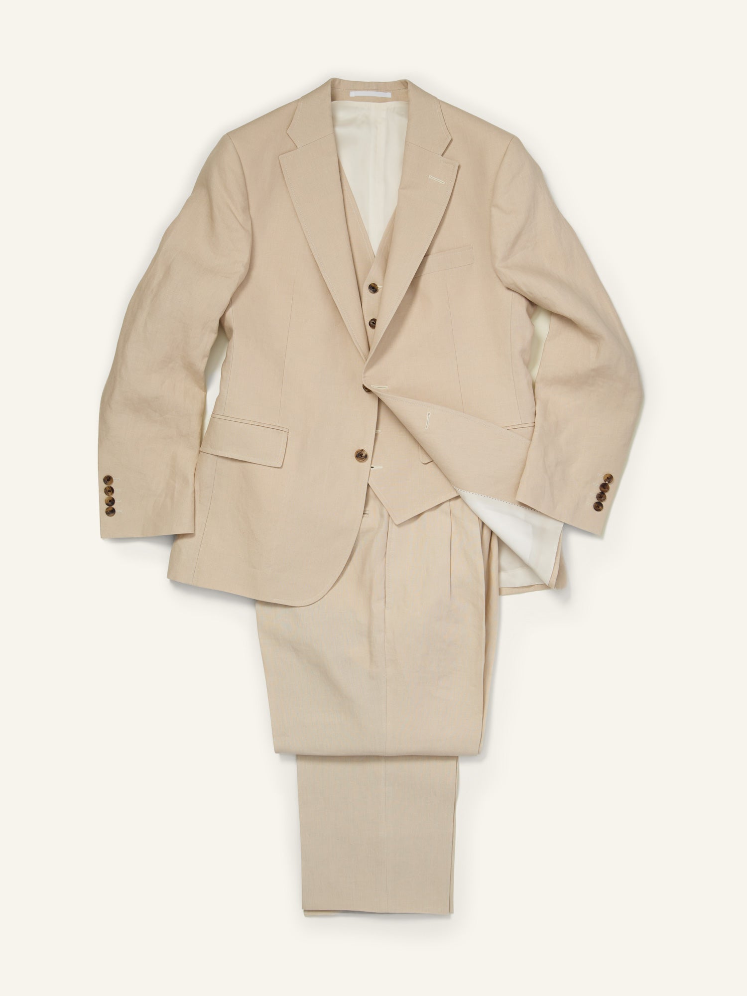 3-piece Tropical Irish Linen Suit Stone