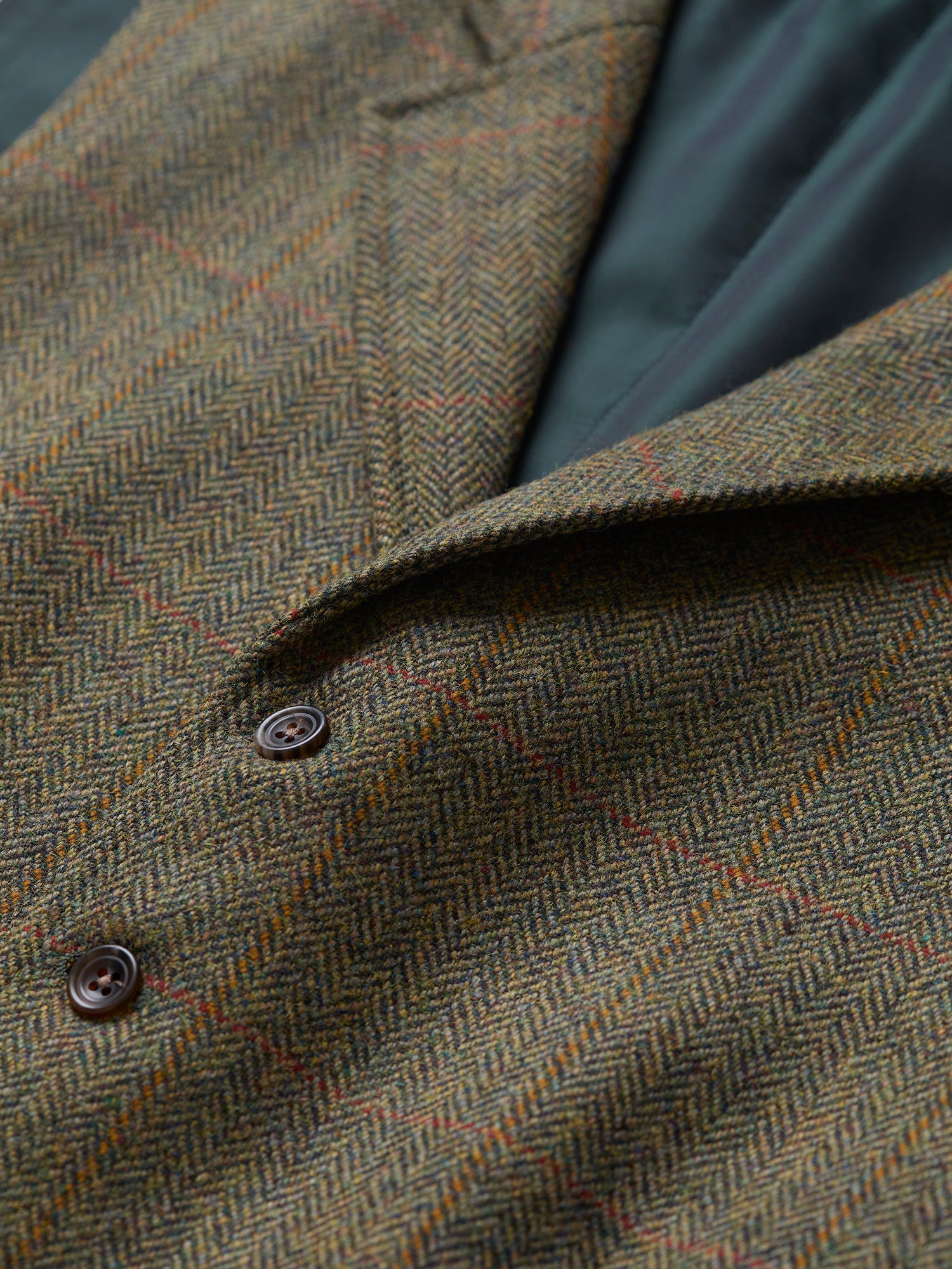 3-Piece Tweed Suit Green HB Windowpane