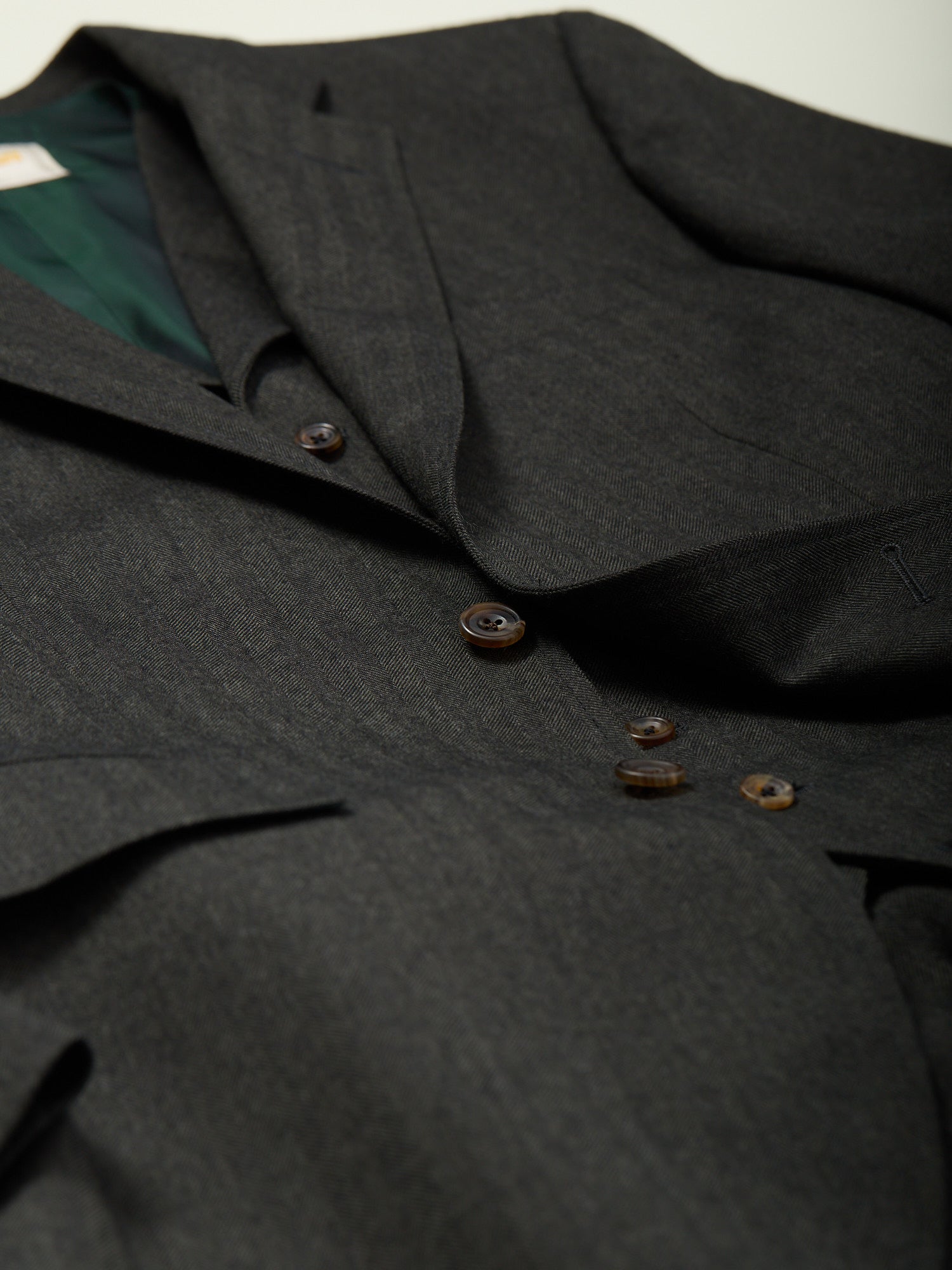 3-Piece Worsted HB Suit Dark Green