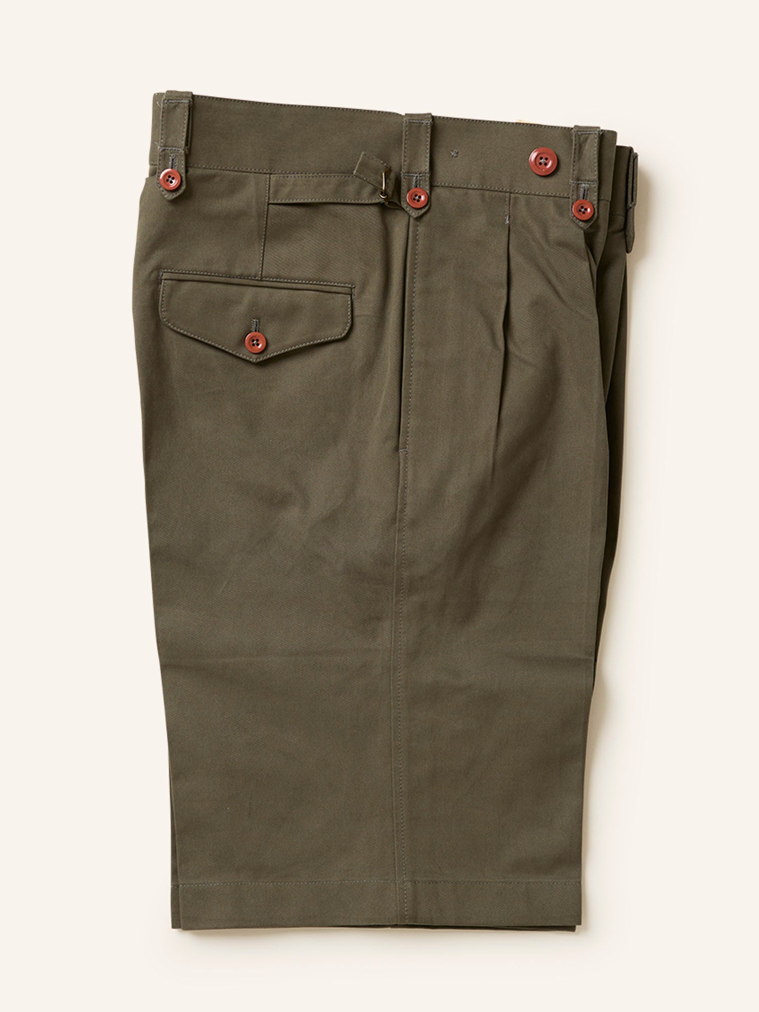 Bombay Pleated Officer's Shorts Jungle Green Drill