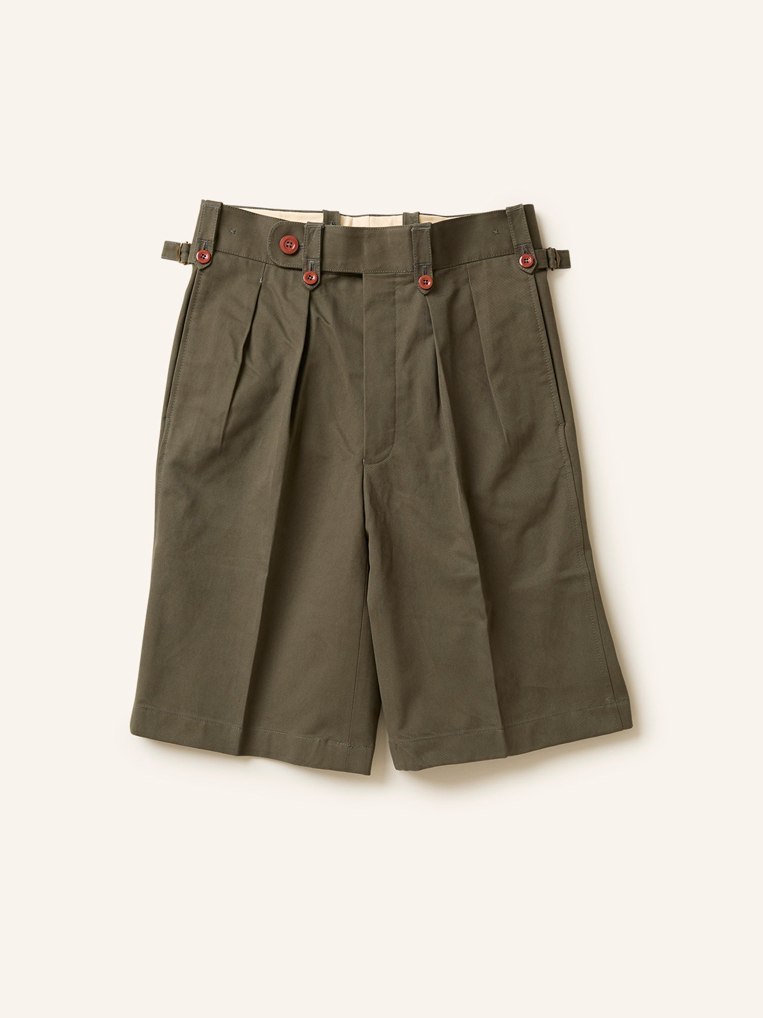 Bombay Pleated Officer's Shorts Jungle Green Drill