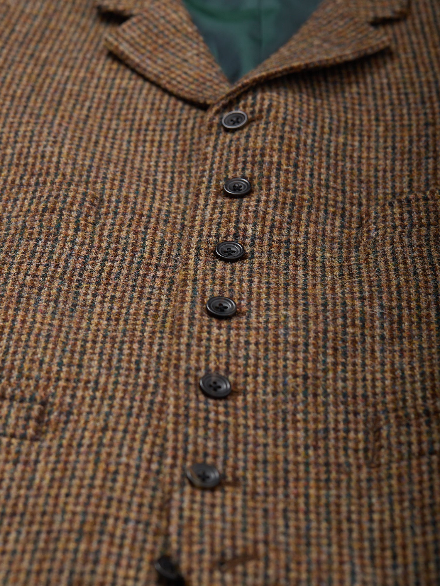 Buckenham Harris Tweed Waistcoat Brown Dogtooth