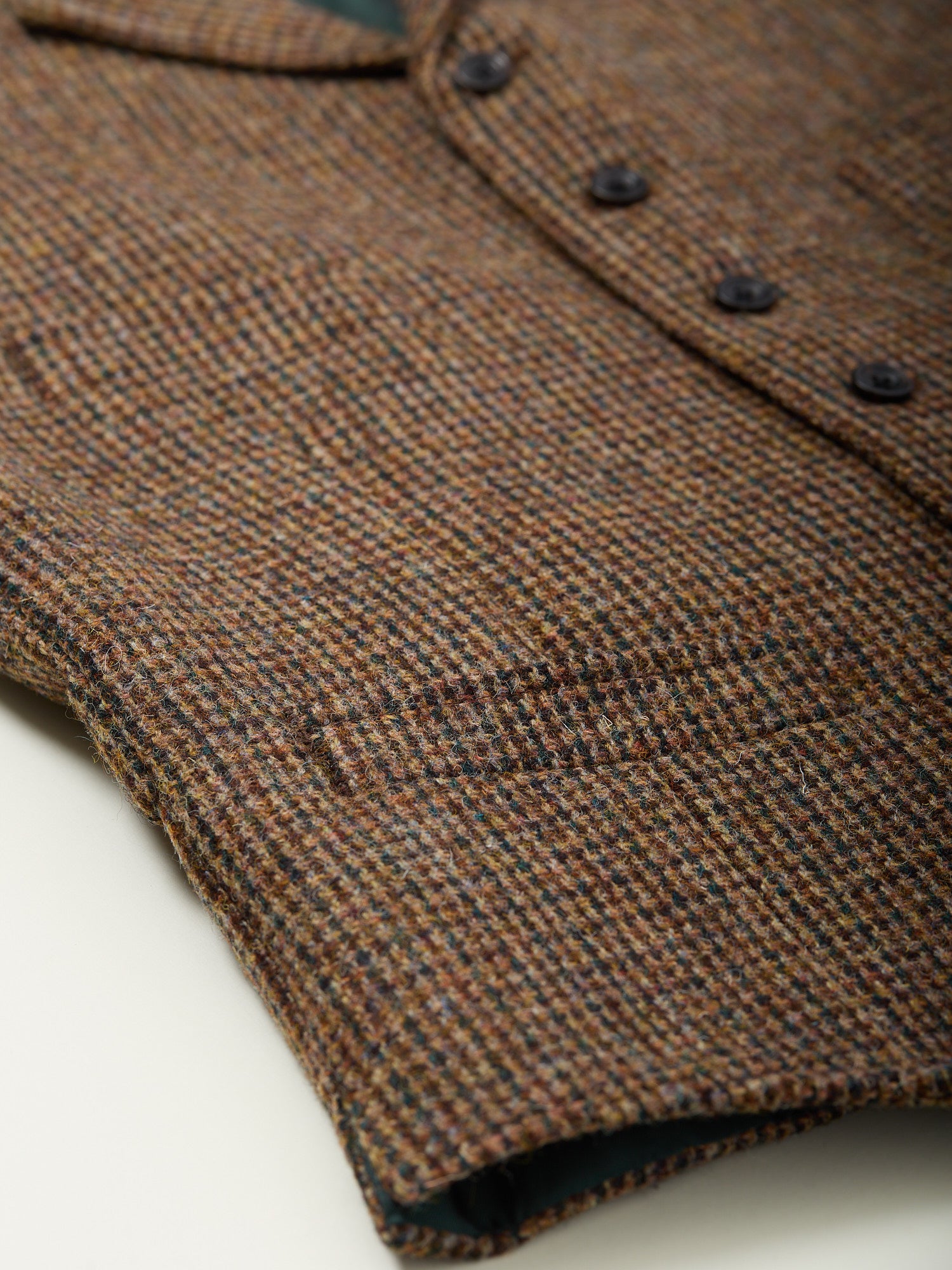 Buckenham Harris Tweed Waistcoat Brown Dogtooth