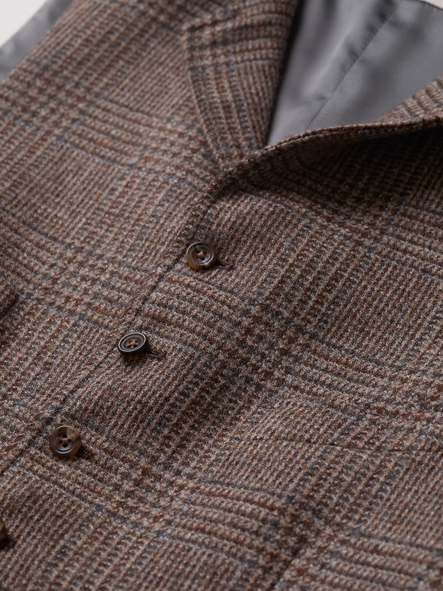 Buckenham Shetland Glencheck Tweed Waistcoat Brown