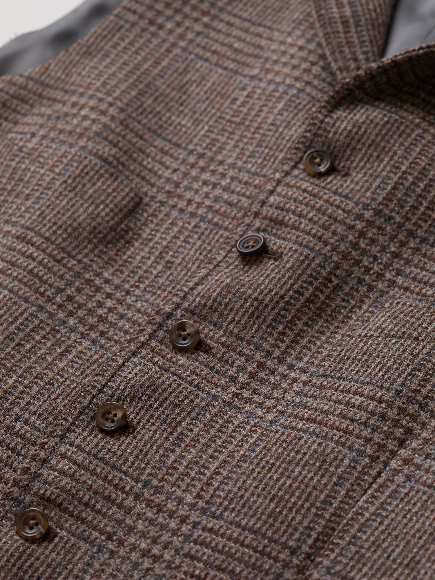 Buckenham Shetland Glencheck Tweed Waistcoat Brown