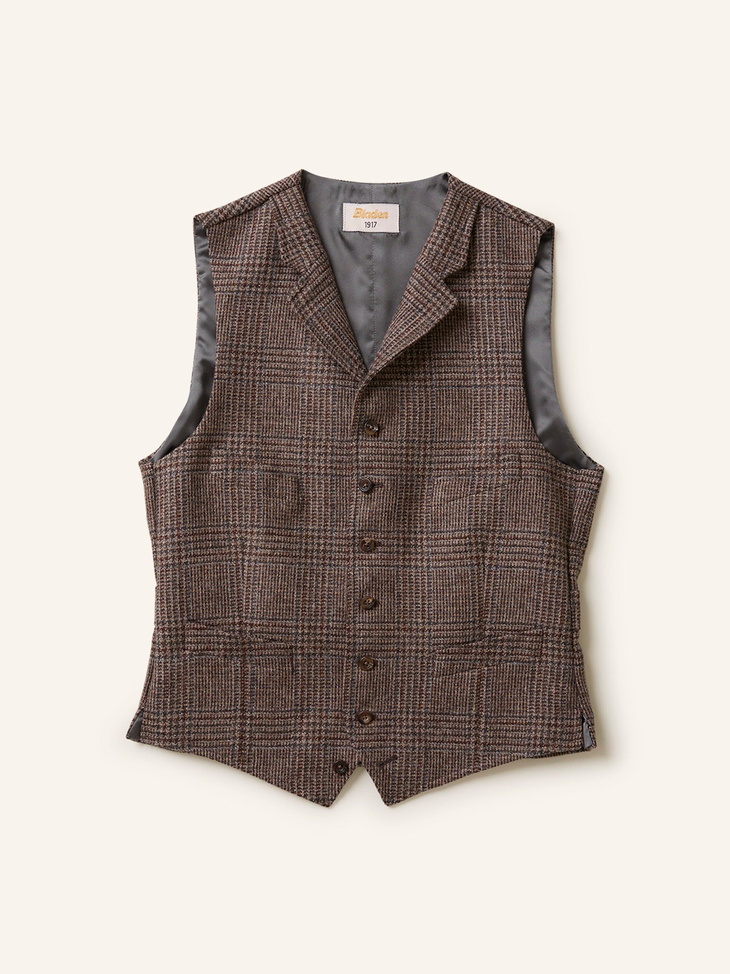 Buckenham Shetland Glencheck Tweed Waistcoat Brown