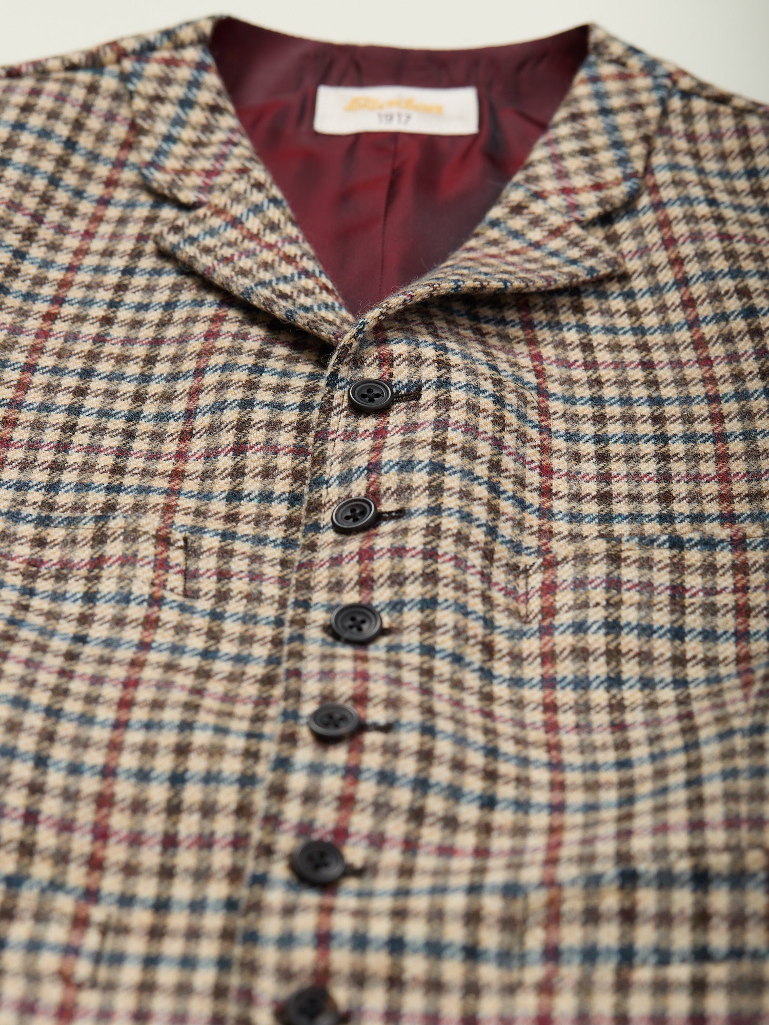 Buckenham Shetland Gunclub Tweed Waistcoat Stone