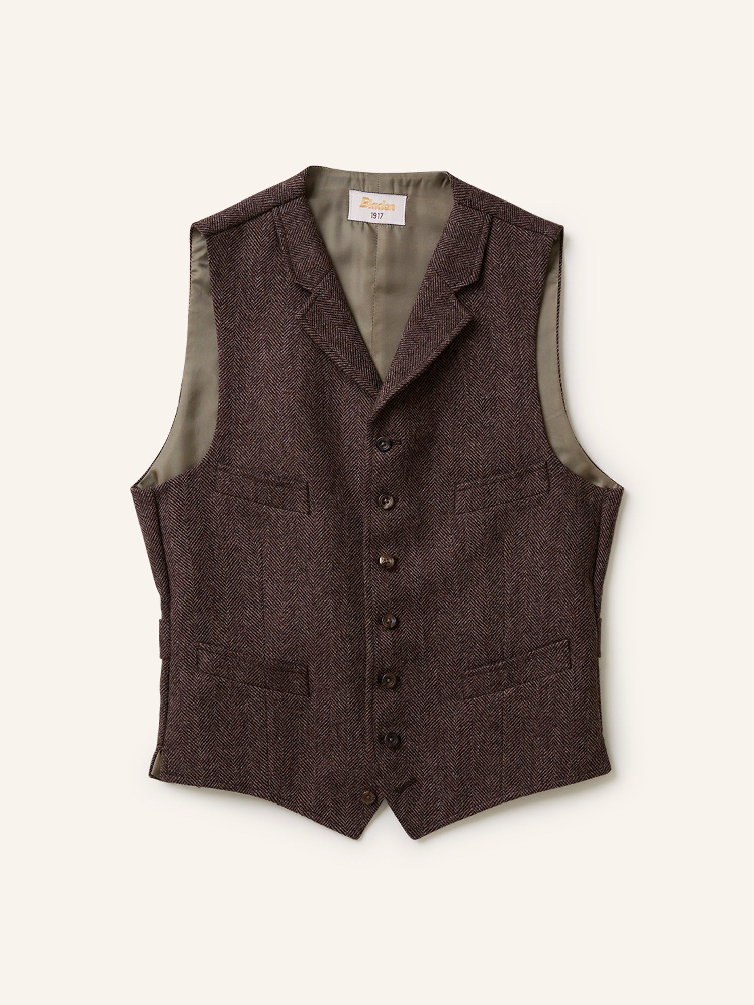 Buckenham Shetland HB Tweed Waistcoat Brown