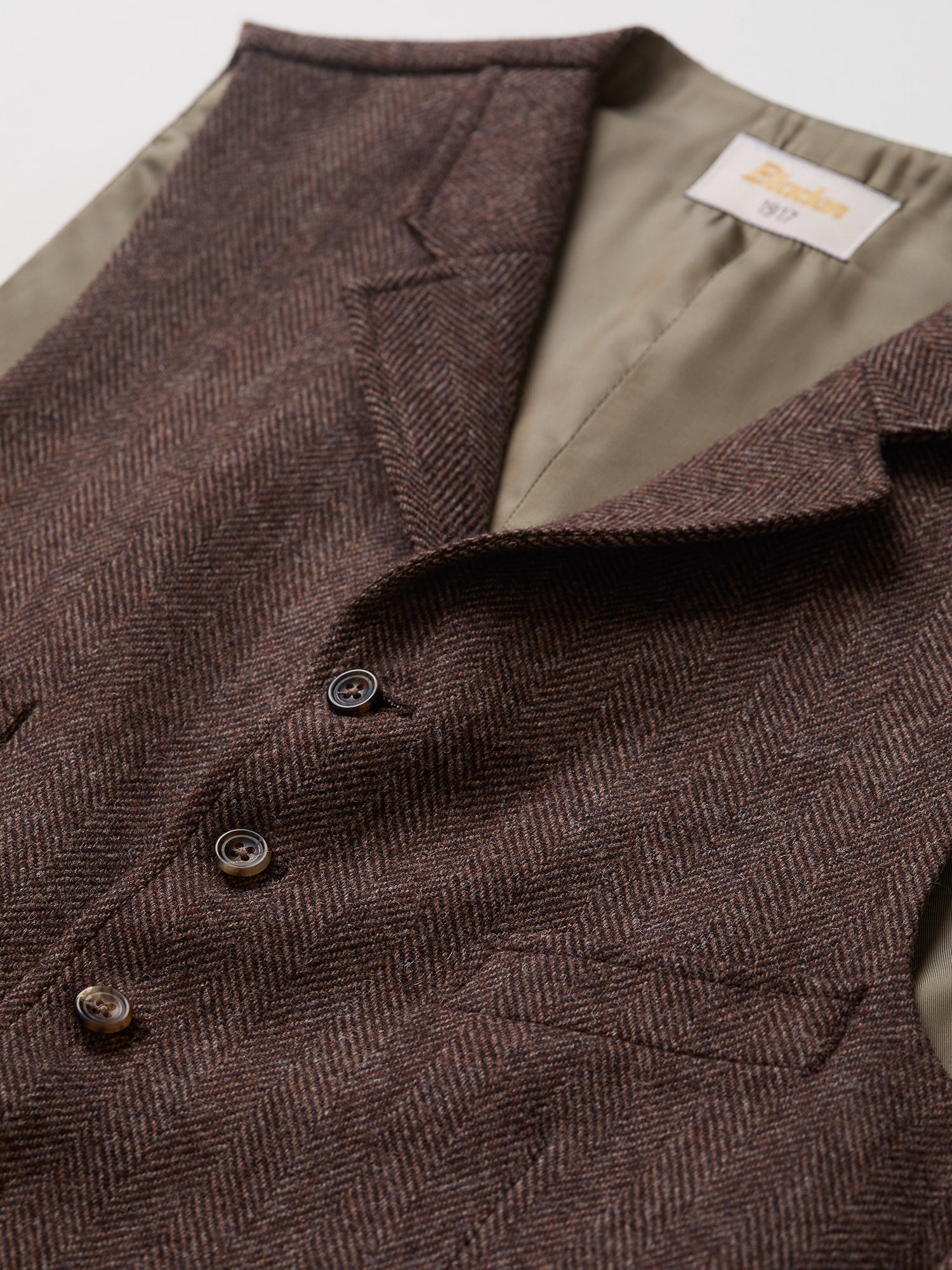 Buckenham Shetland HB Tweed Waistcoat Brown