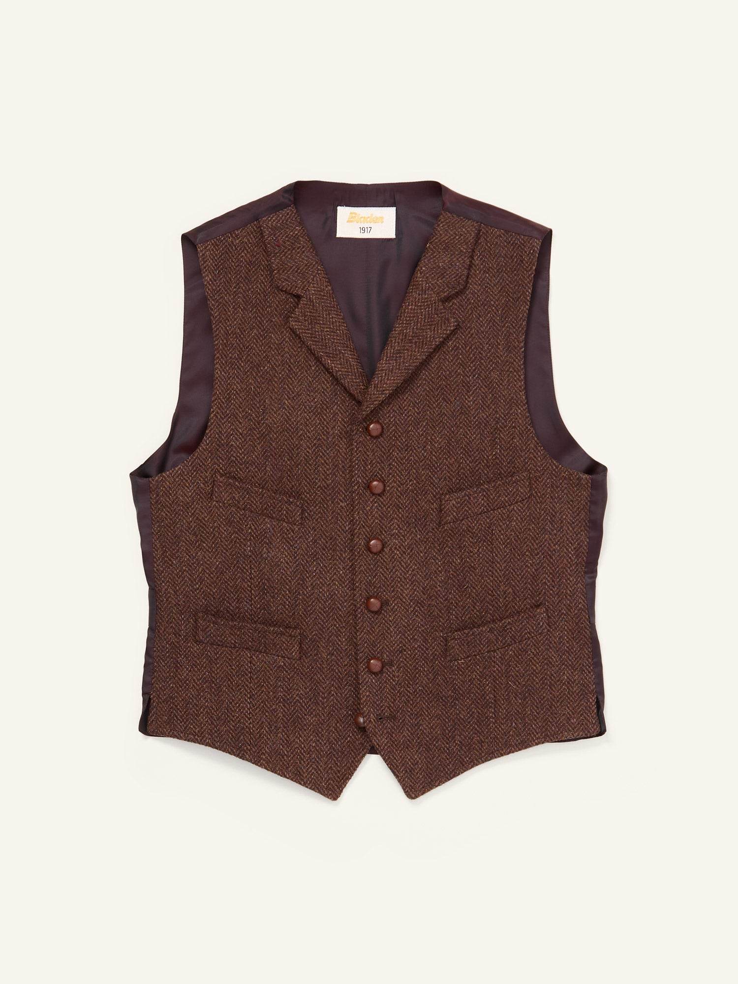 Buckenham Short Harris Tweed Waistcoat Brown HB