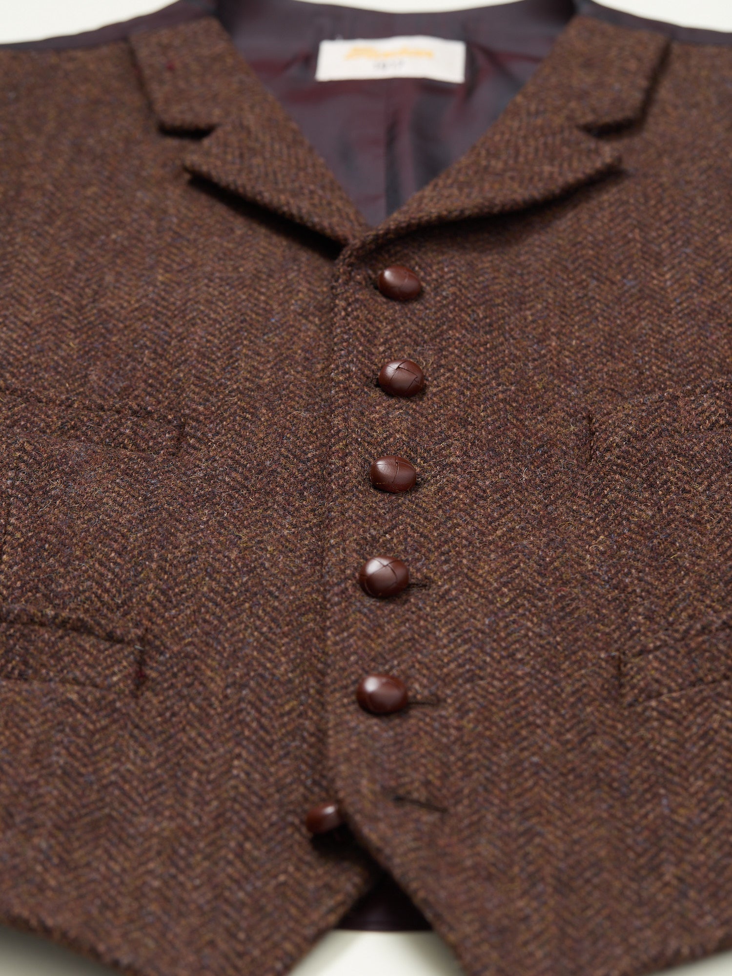 Buckenham Short Harris Tweed Waistcoat Brown HB