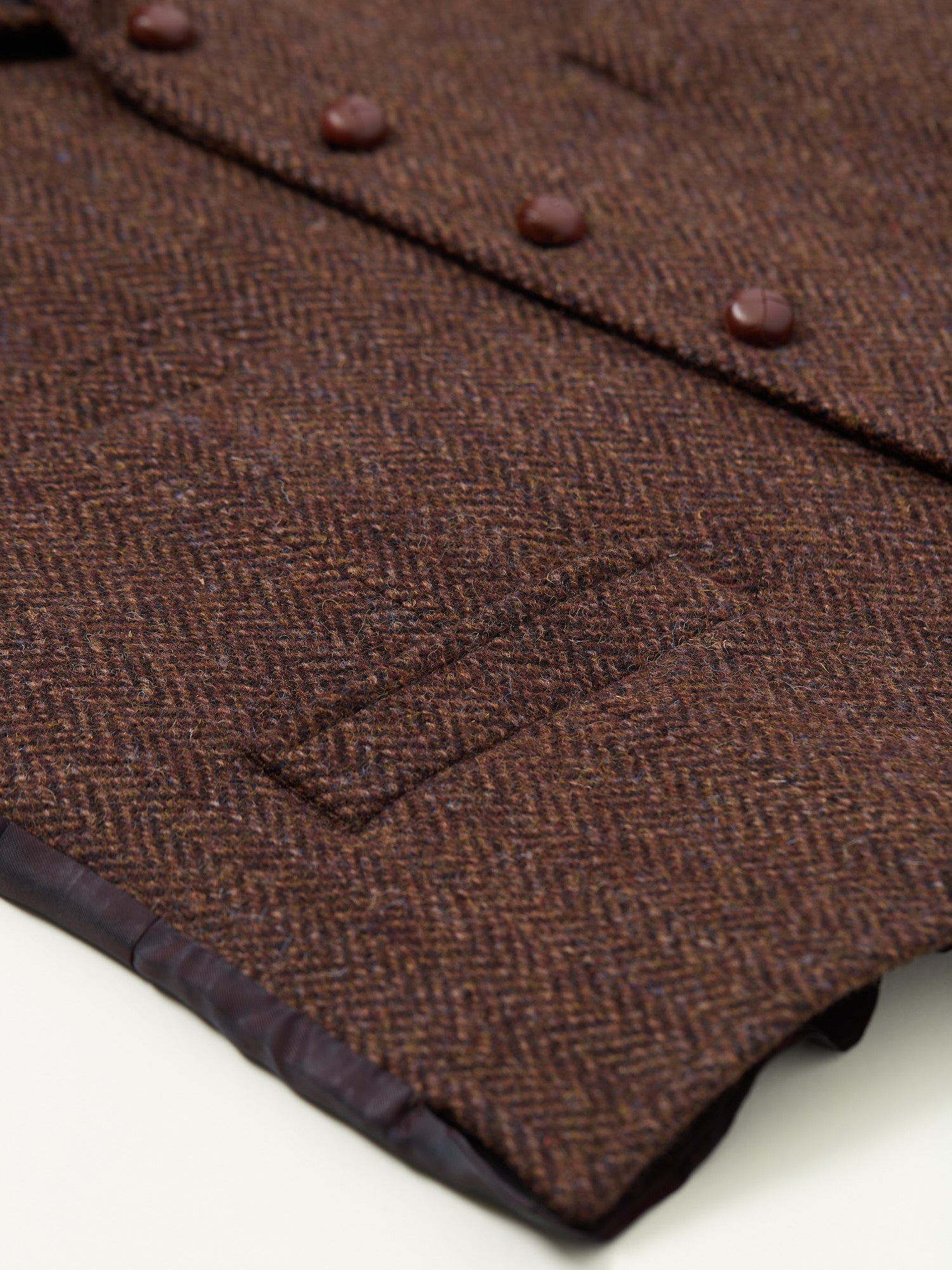 Buckenham Short Harris Tweed Waistcoat Brown HB