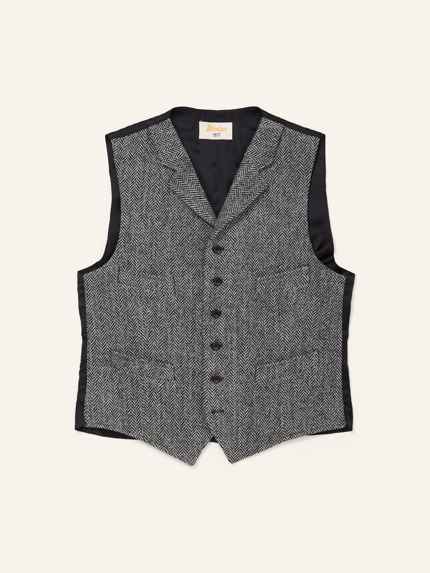 Buckenham Short Harris Tweed Waistcoat Grey HB