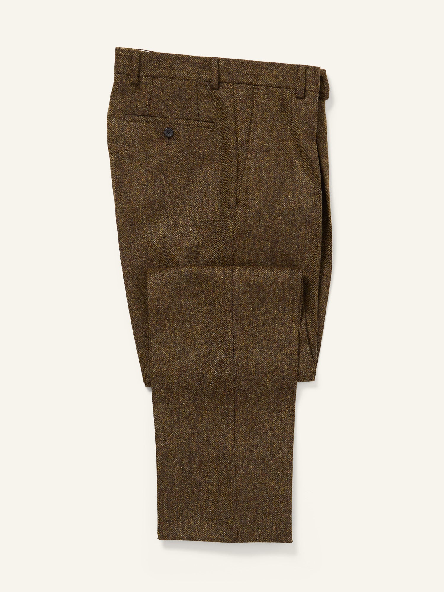 Colkirk Herringbone Tweed Trousers Olive
