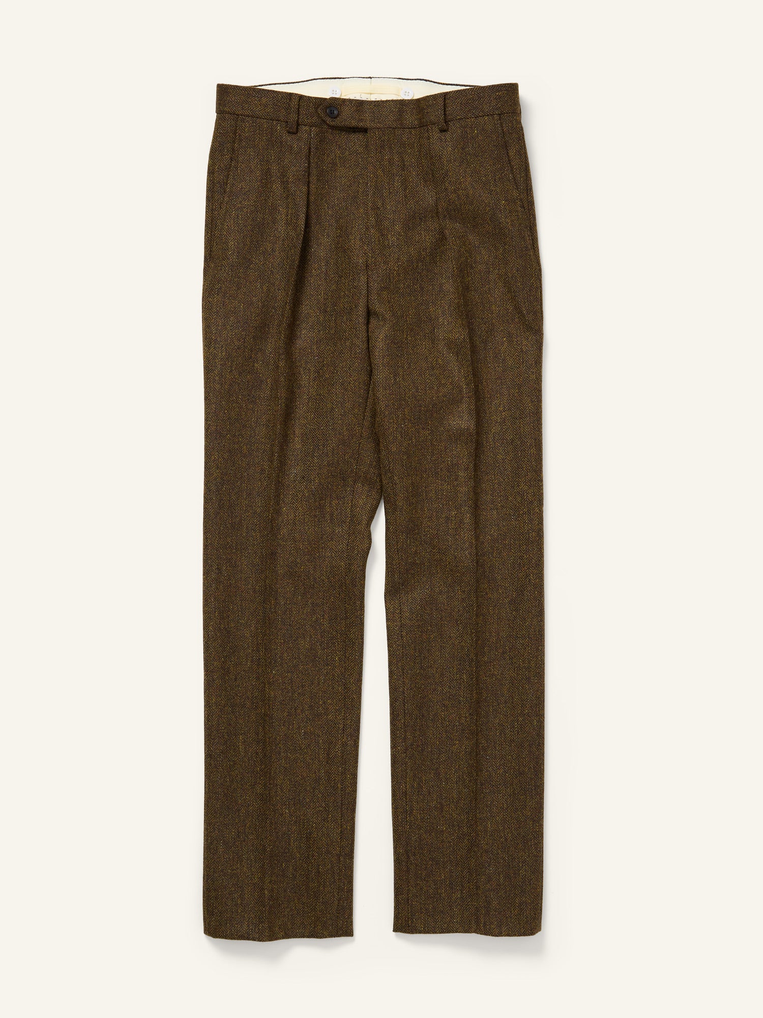 Colkirk Herringbone Tweed Trousers Olive
