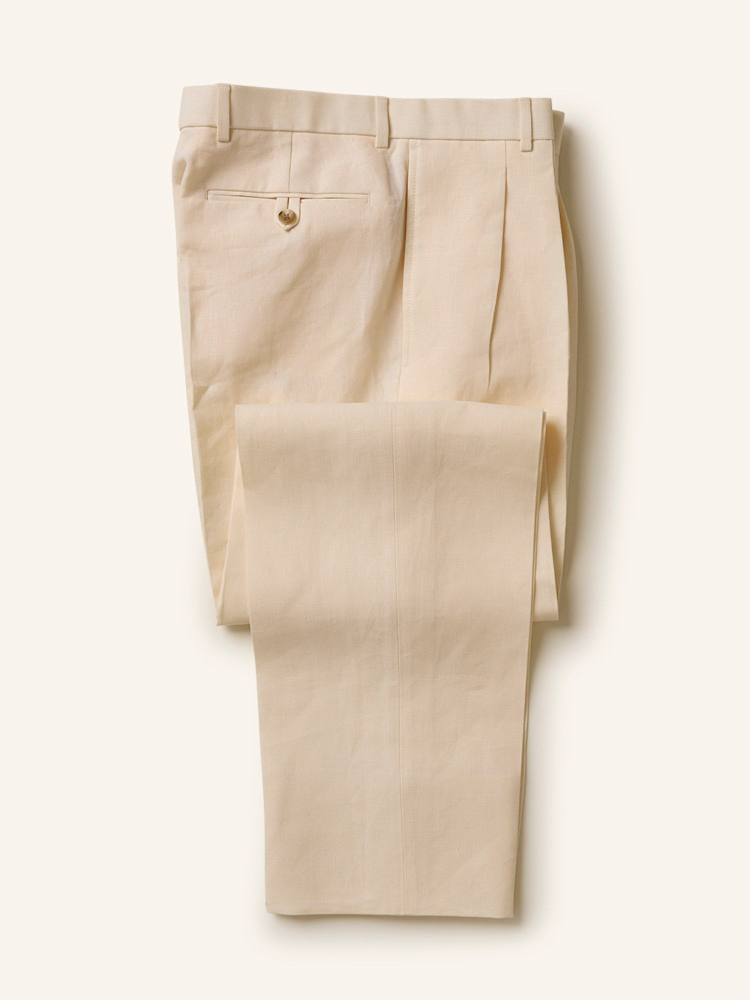 Dillham Pleated Tropical Irish Linen Trousers Oyster