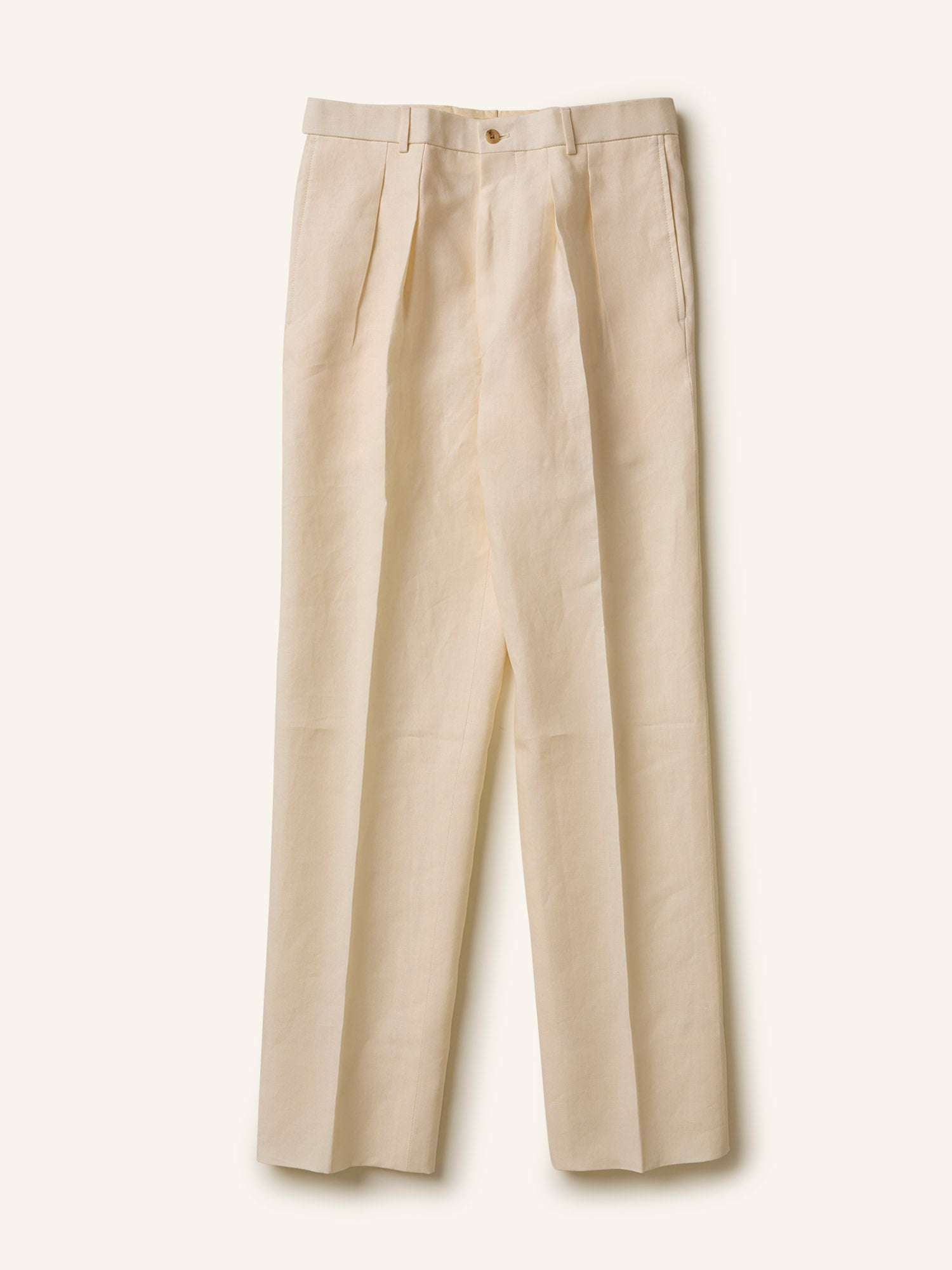 Dillham Pleated Tropical Irish Linen Trousers Oyster