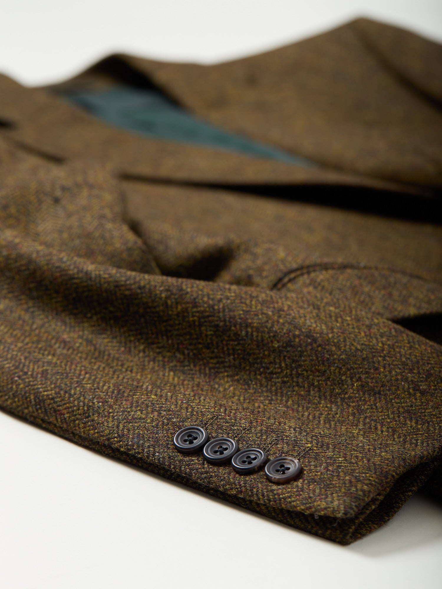 Gunton Herringbone Tweed Jacket Olive