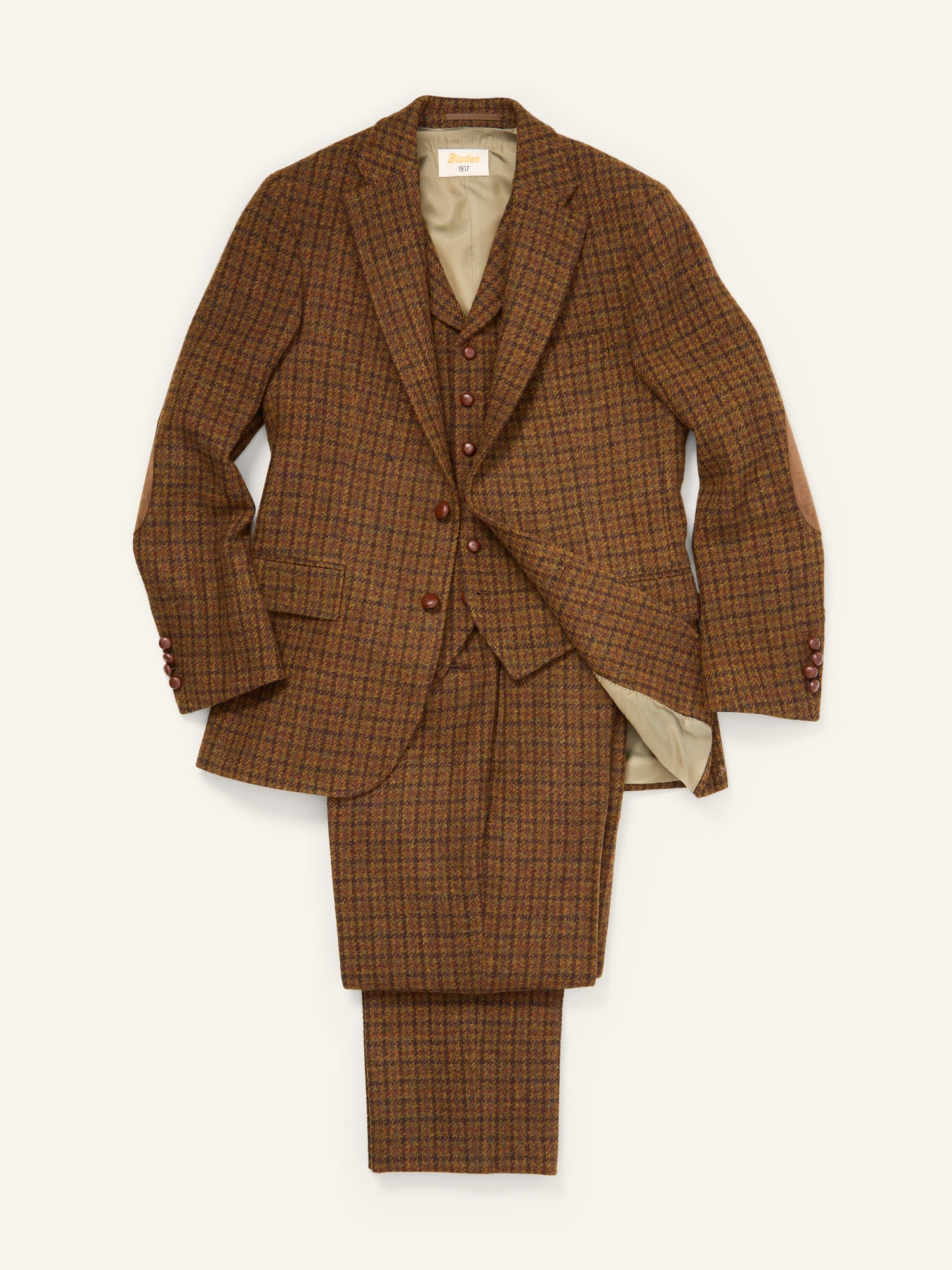 Harris Tweed 3-piece Suit Mustard Brown Check