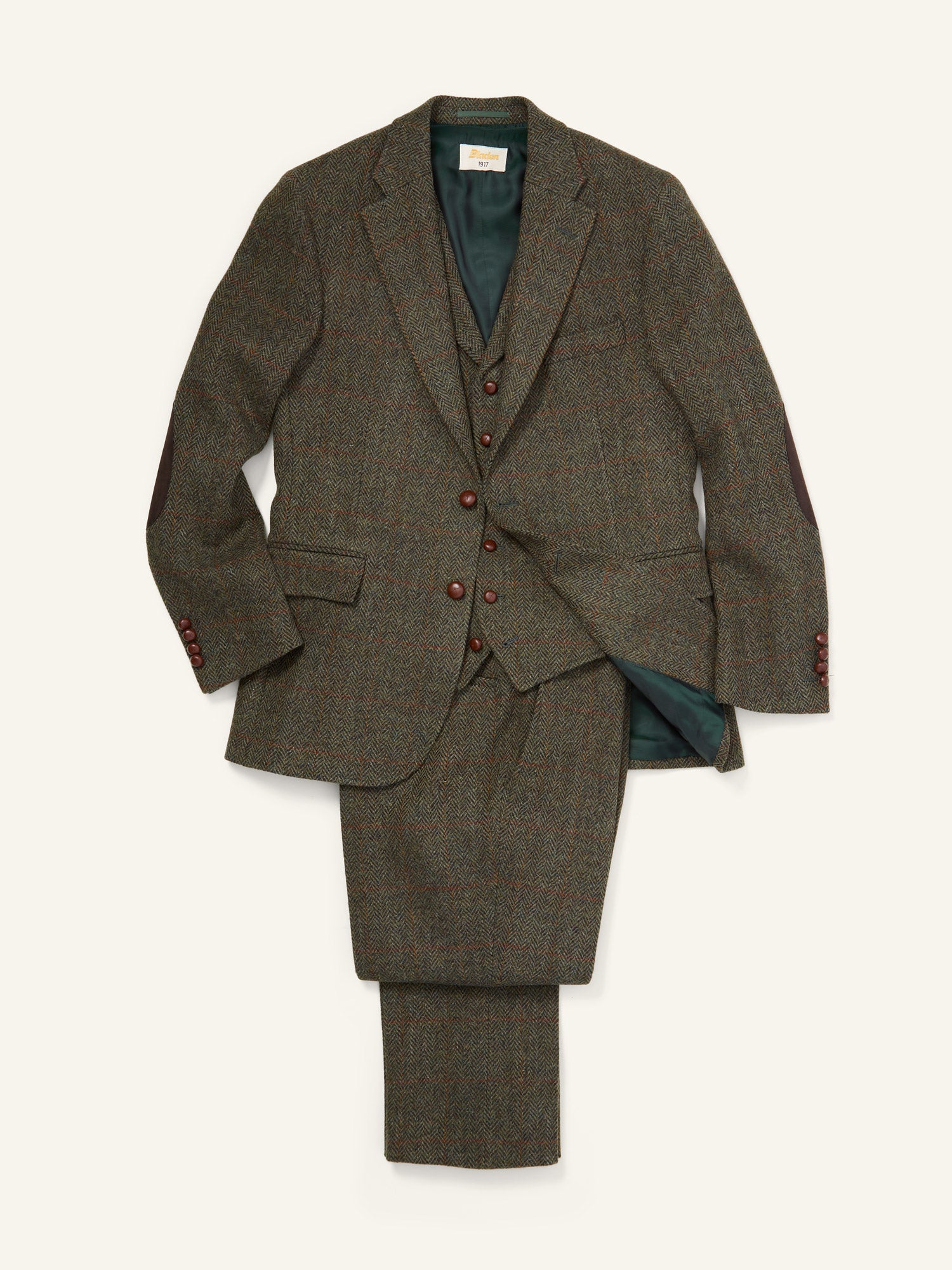 Harris Tweed 3-piece Suit Olive HB WP