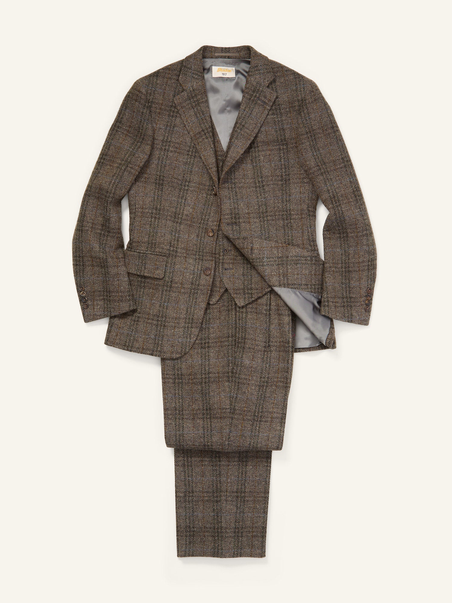 Harris Tweed 3-piece Suit Warm Grey Check