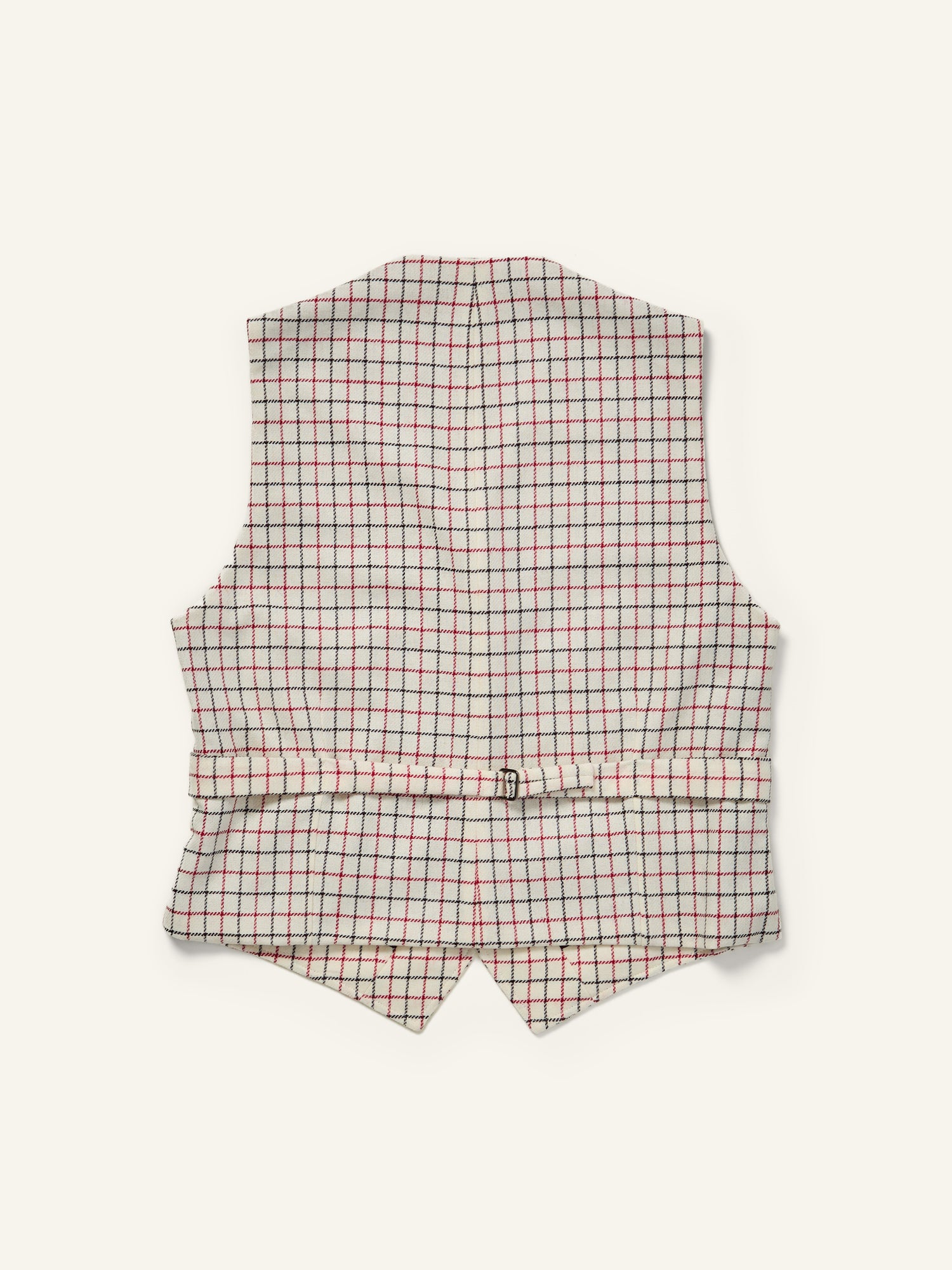 Horsey Wool Tattersal Waistcoat Ecru/Red/Black