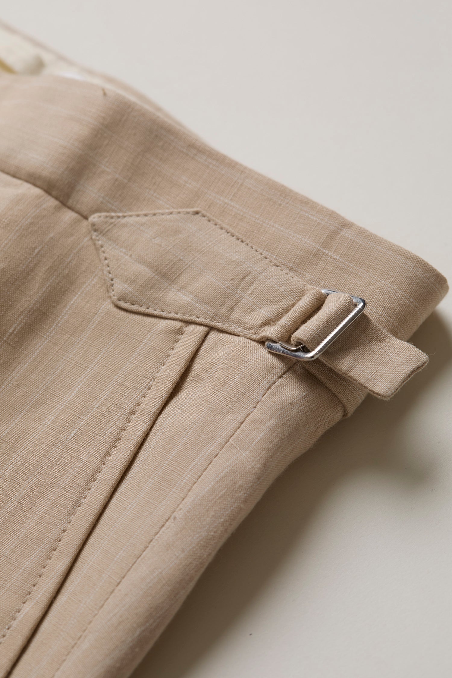 Irish Linen DB Suit Beige Pinstripe