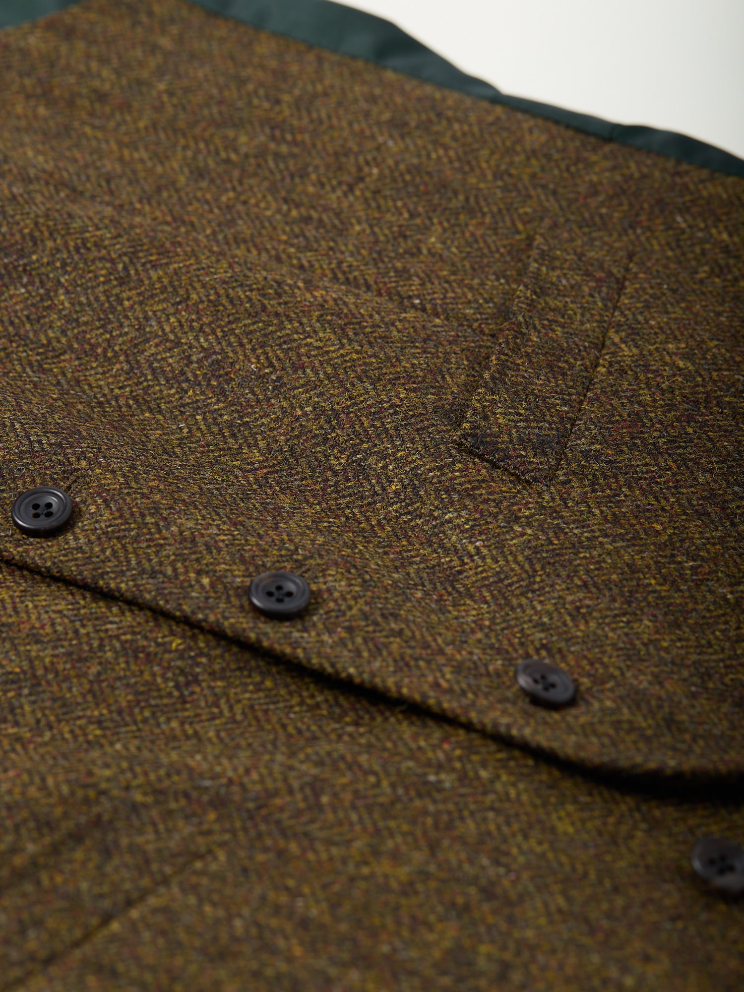 Lynford Herringbone Tweed Waistcoat Olive
