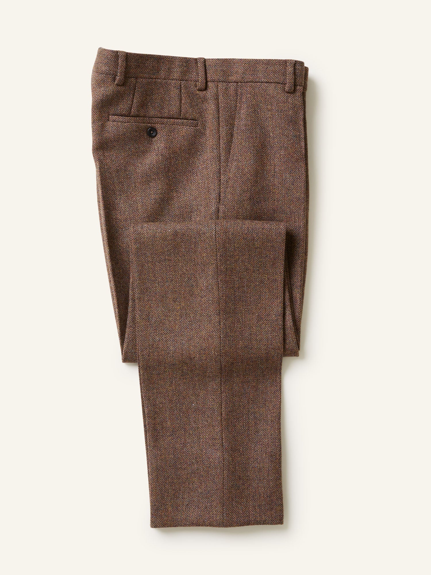 Mautby Herringbone Tweed Trousers Brown